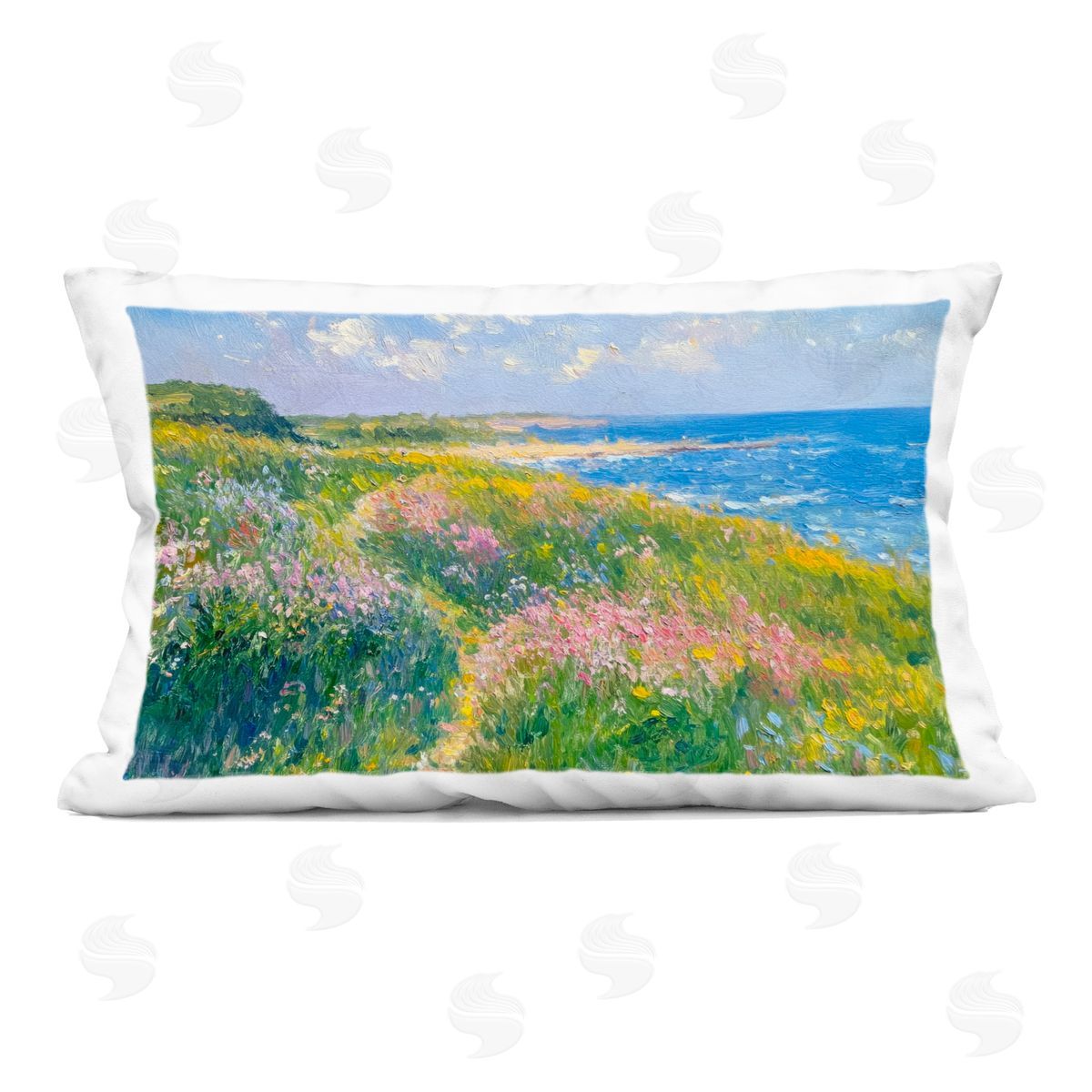 Petal Prints Design Impressionist Smudged Coast Plush Polyester Art Print Pillow