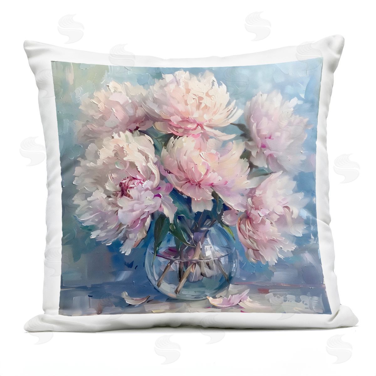 LSR Creative Studio Bouquet of Fluffy Peonies Plush Polyester Art Print Pillow