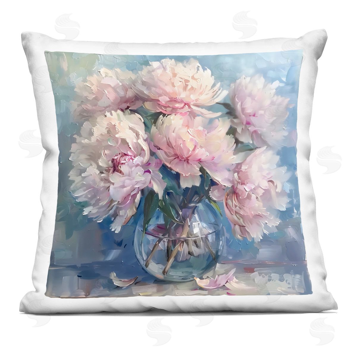 LSR Creative Studio Bouquet of Fluffy Peonies Plush Polyester Art Print Pillow
