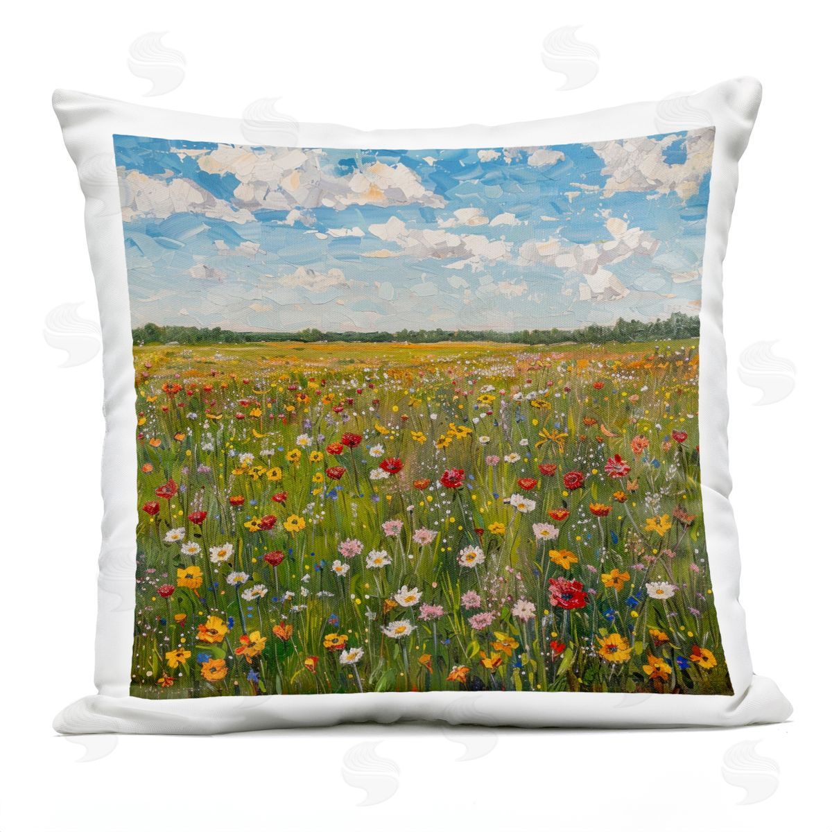 LSR Creative Studio Wildflower Blooms in Field Plush Polyester Art Print Pillow