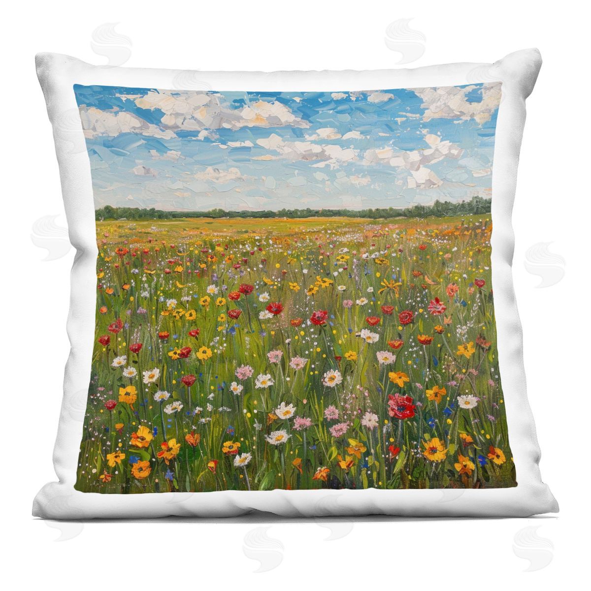 LSR Creative Studio Wildflower Blooms in Field Plush Polyester Art Print Pillow