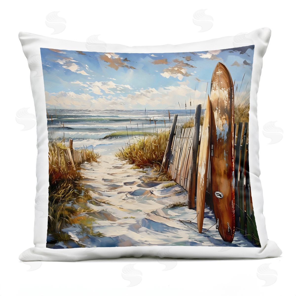 LSR Creative Studio Time To Surf Beach Plush Polyester Art Print Pillow