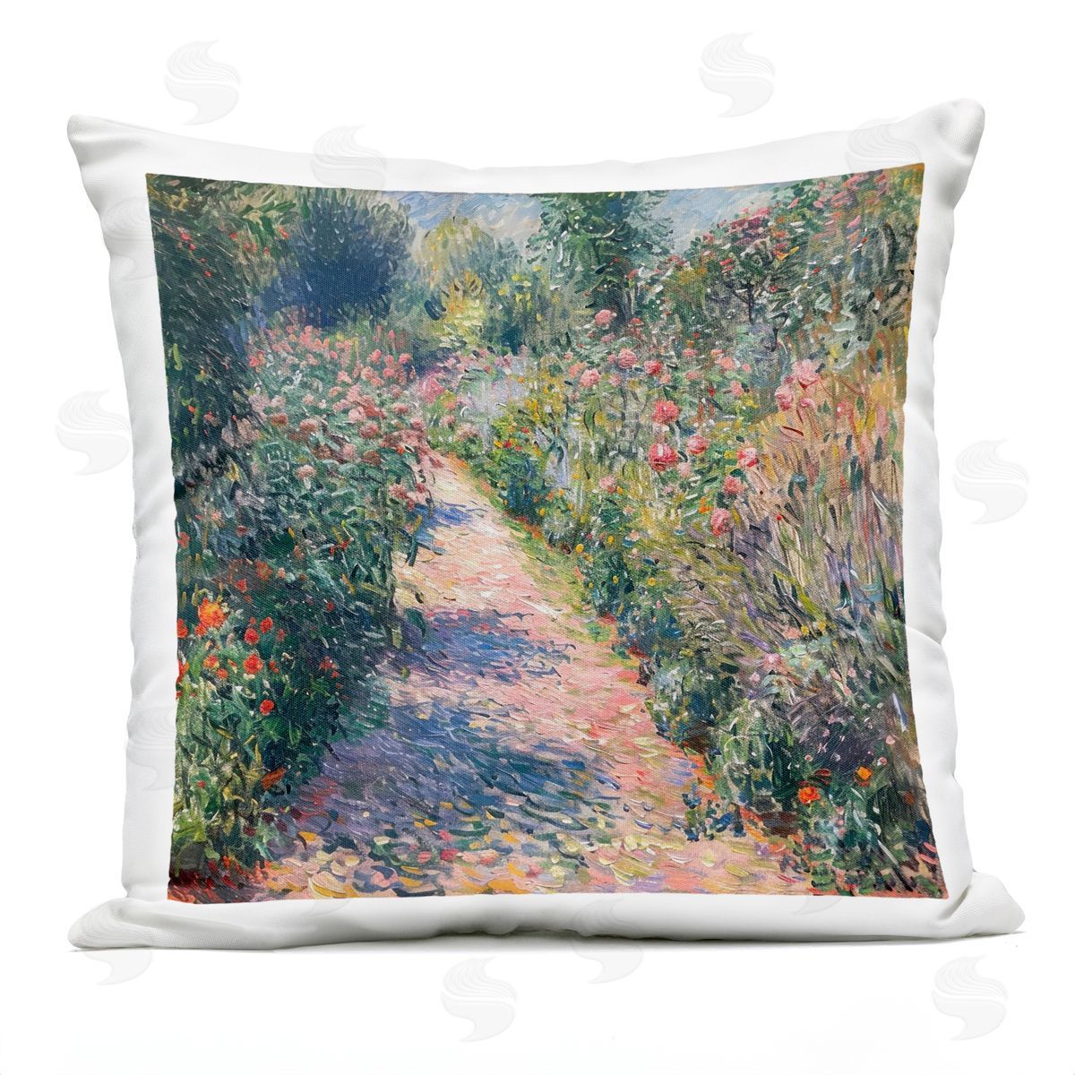 LSR Creative Studio Impressionist Wildflower Path Plush Polyester Art Print Pillow