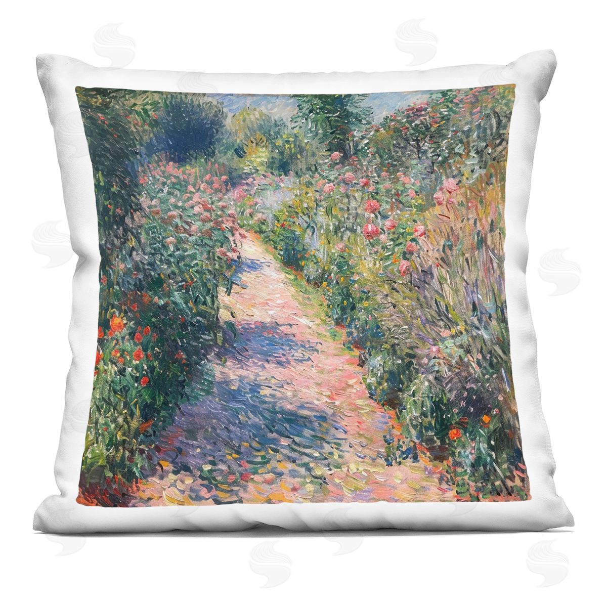 LSR Creative Studio Impressionist Wildflower Path Plush Polyester Art Print Pillow