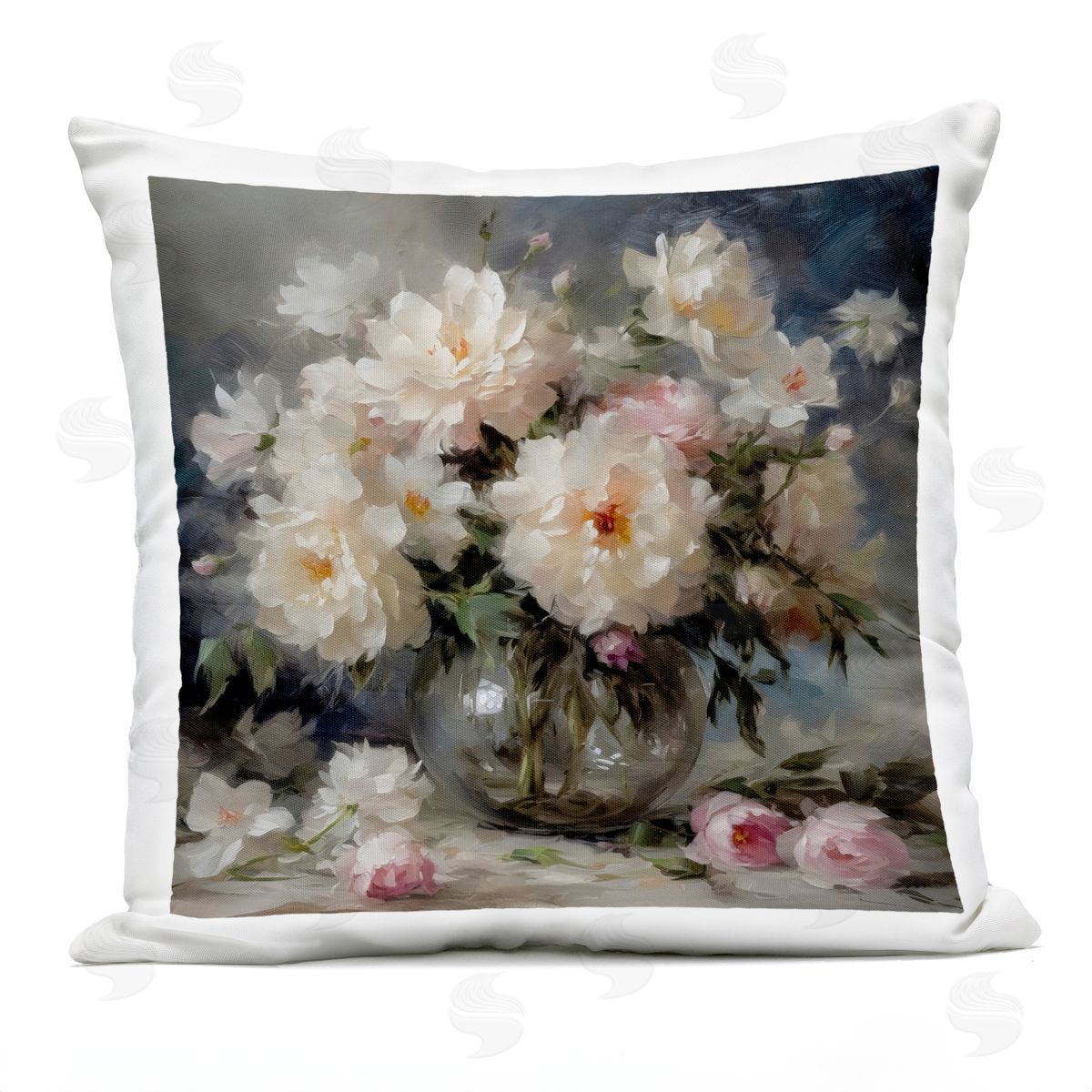 LSR Creative Studio Romantic Flowers in Round Vase Plush Polyester Art Print Pillow