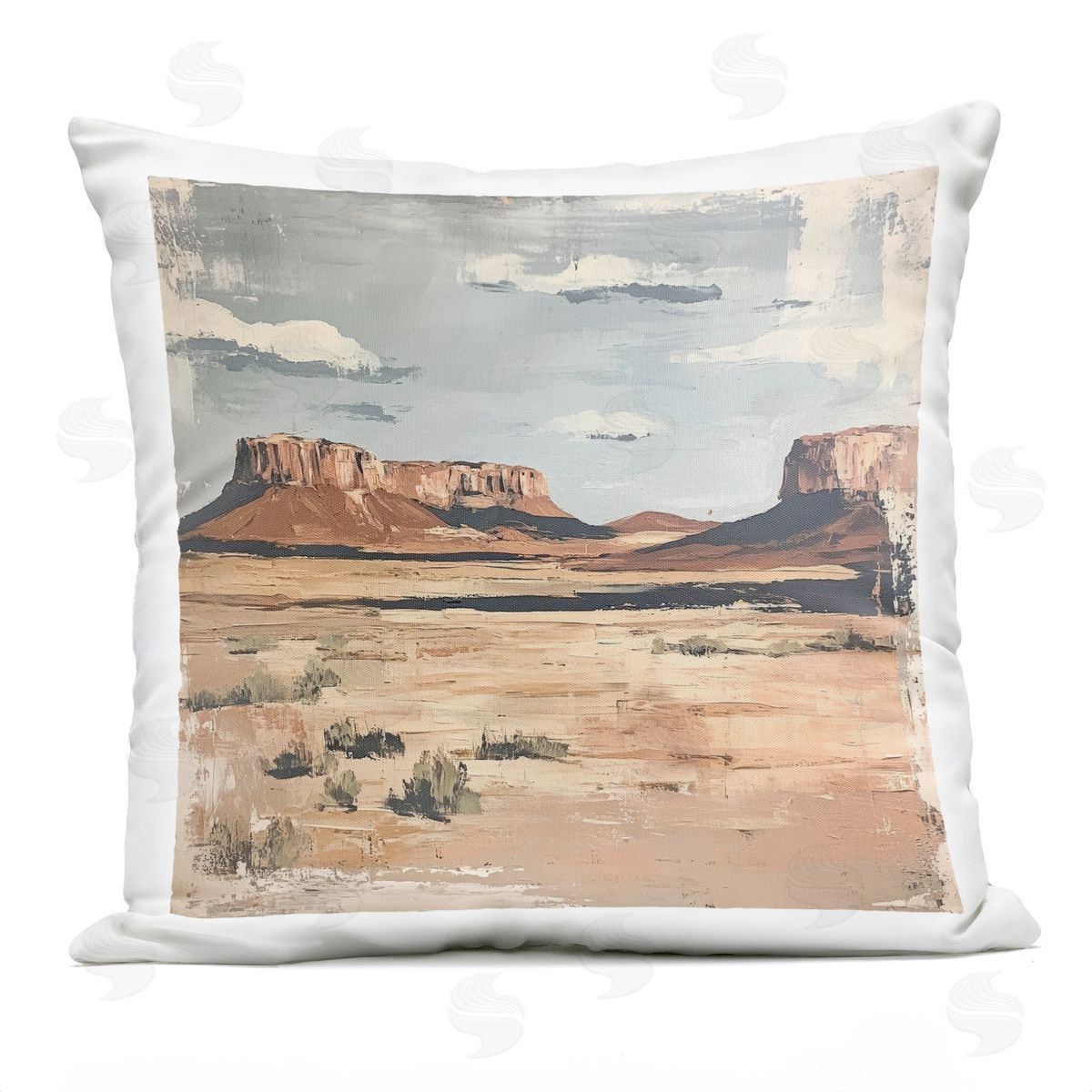 Petal Prints Design Vintage Desert Postcard Plush Polyester Art Print Pillow