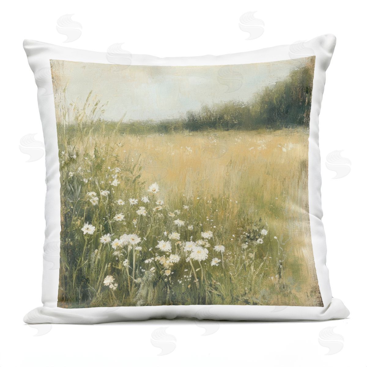 Petal Prints Design Daisy Dream Field Plush Polyester Art Print Pillow