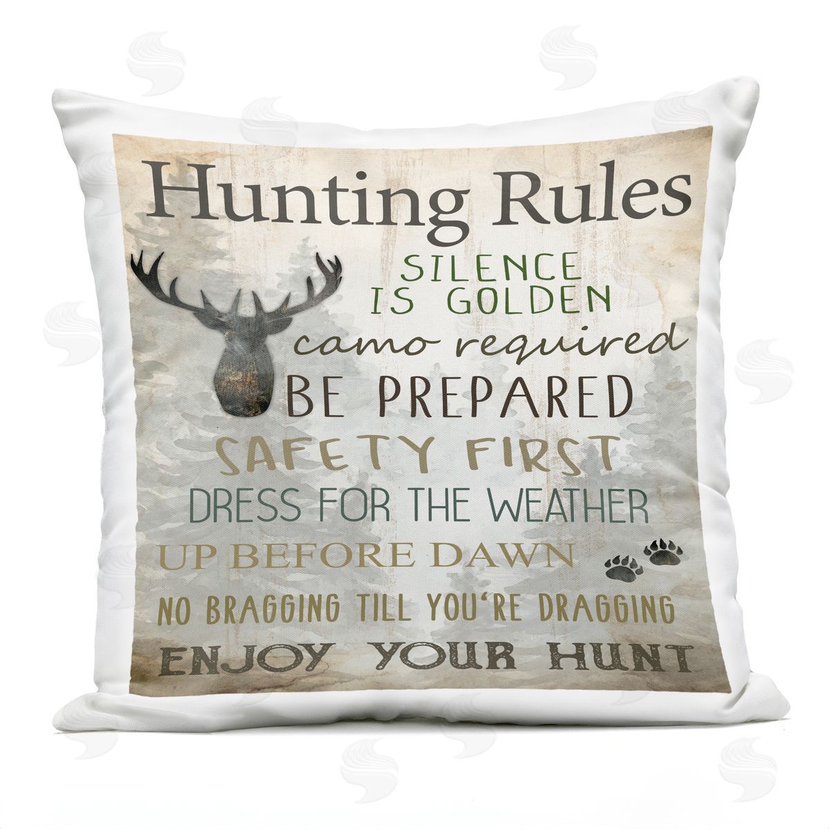 Kim Allen Hunting Rules Rustic List Plush Polyester Art Print Pillow