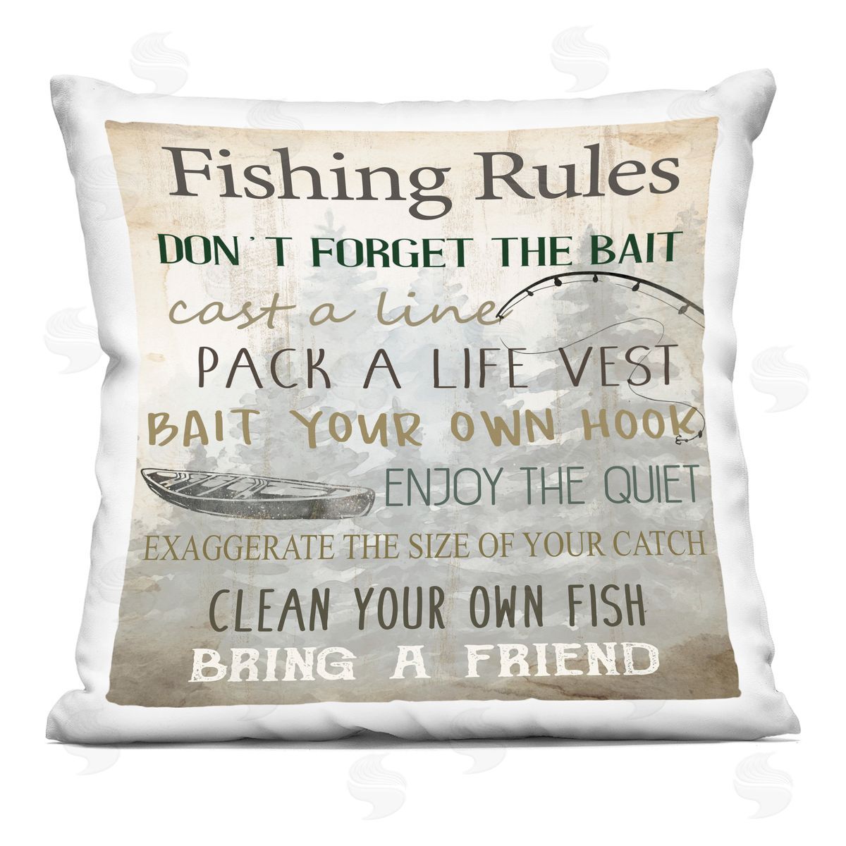 Kim Allen Fishing Rules Rustic List Plush Polyester Art Print Pillow