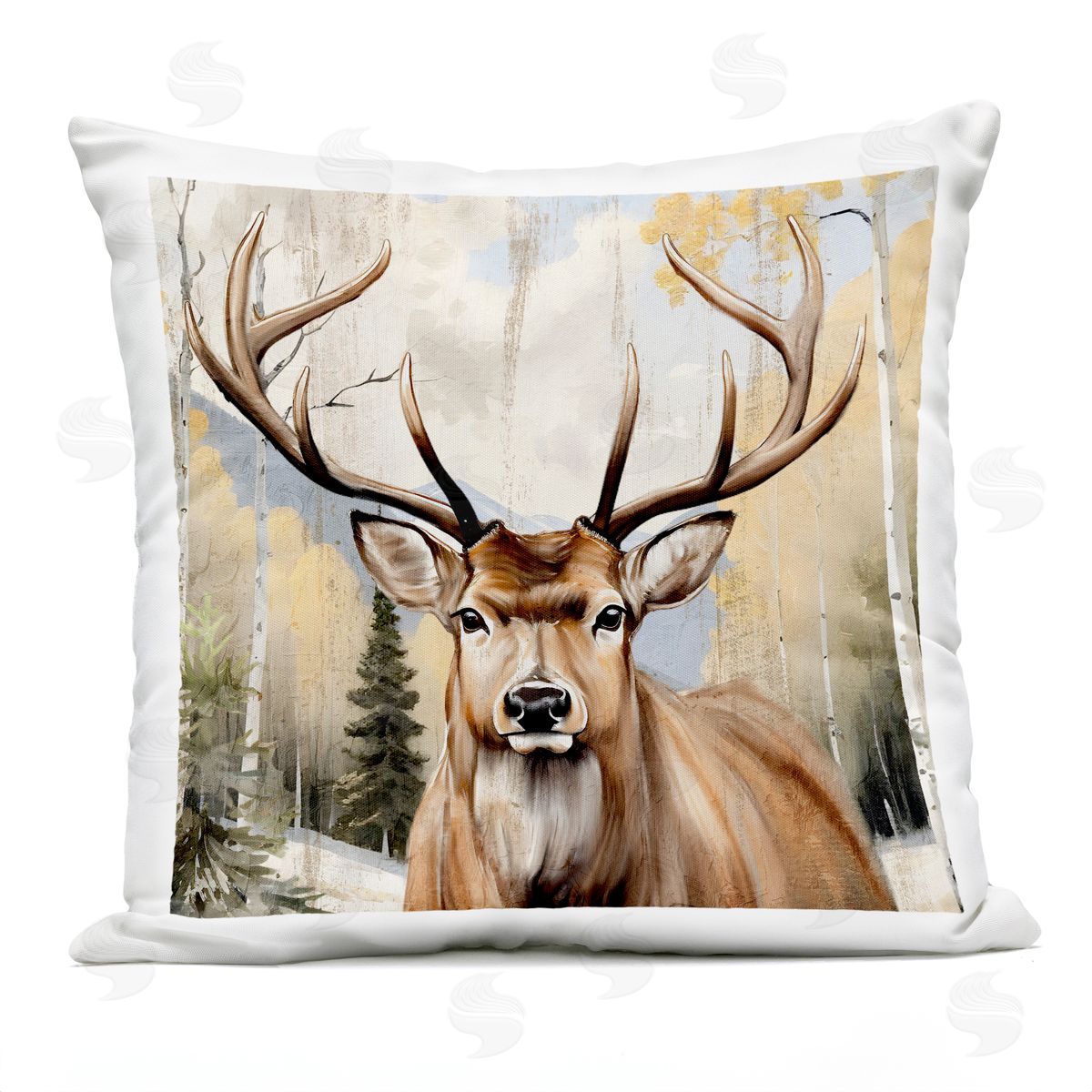 Kim Allen Mountain Walk Elk Portrait Plush Polyester Art Print Pillow