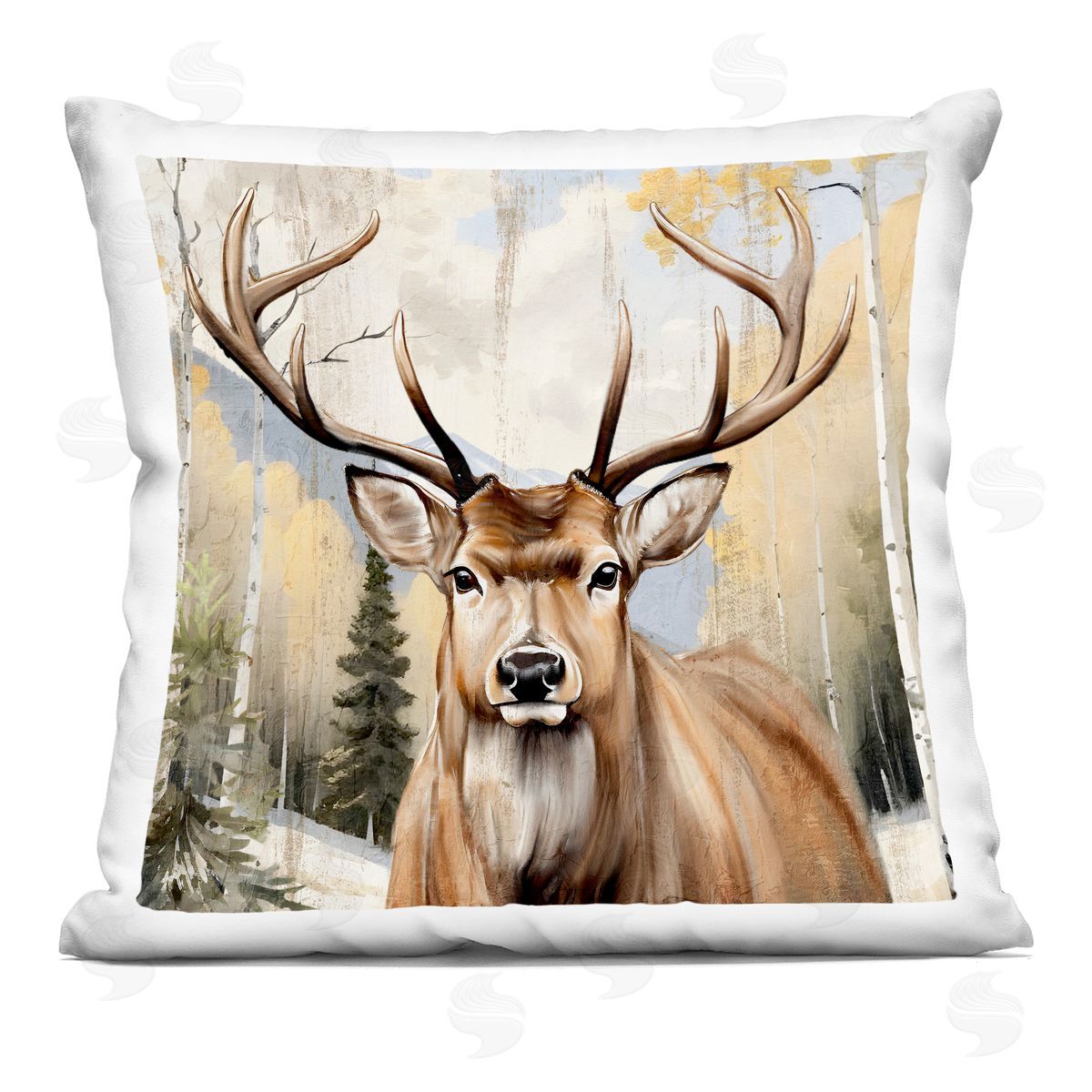 Kim Allen Mountain Walk Elk Portrait Plush Polyester Art Print Pillow
