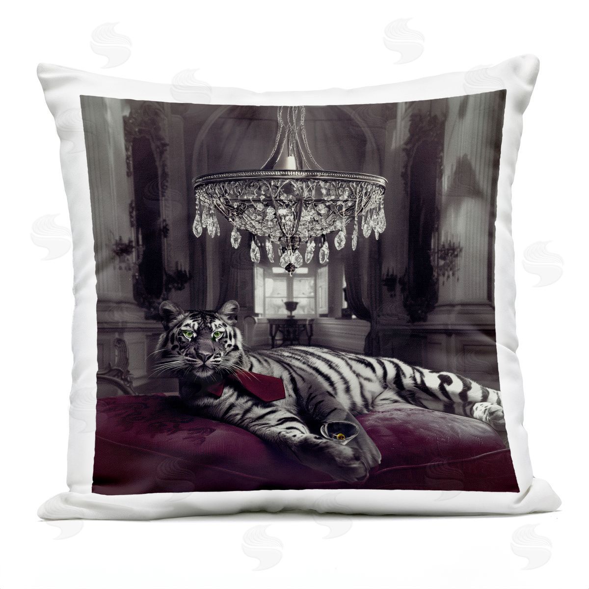 Sophie 6 Luxurious Tiger with Chandelier Plush Polyester Art Print Pillow
