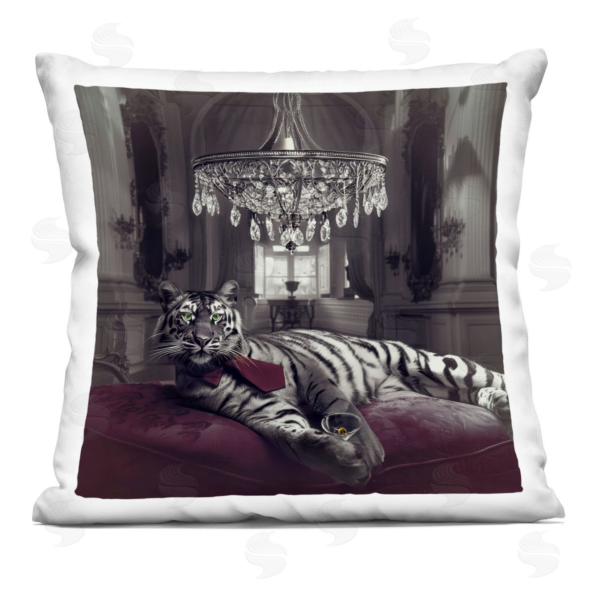 Sophie 6 Luxurious Tiger with Chandelier Plush Polyester Art Print Pillow