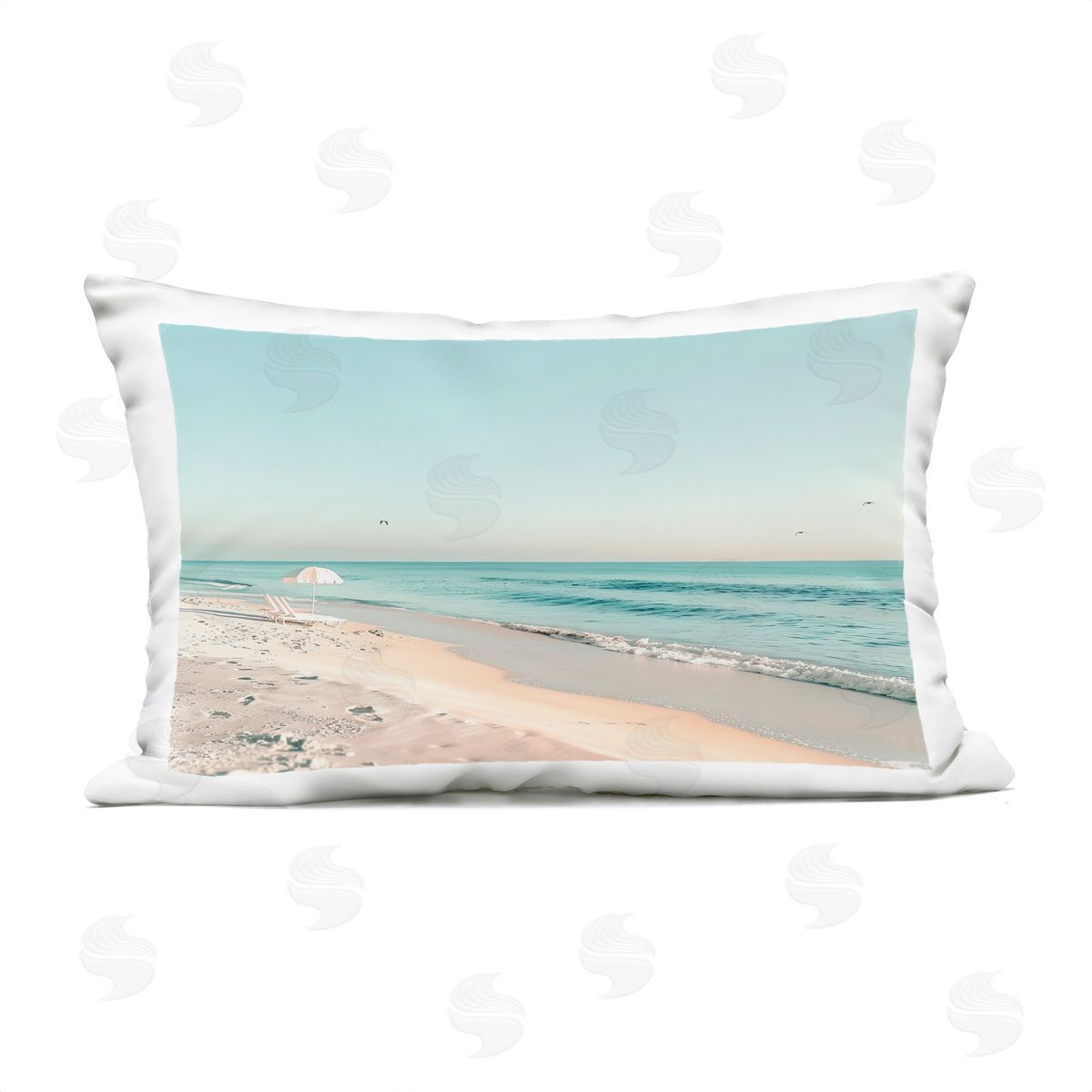 Lazar Studio Sunlit Shoreline Horizon Plush Polyester Art Print Pillow