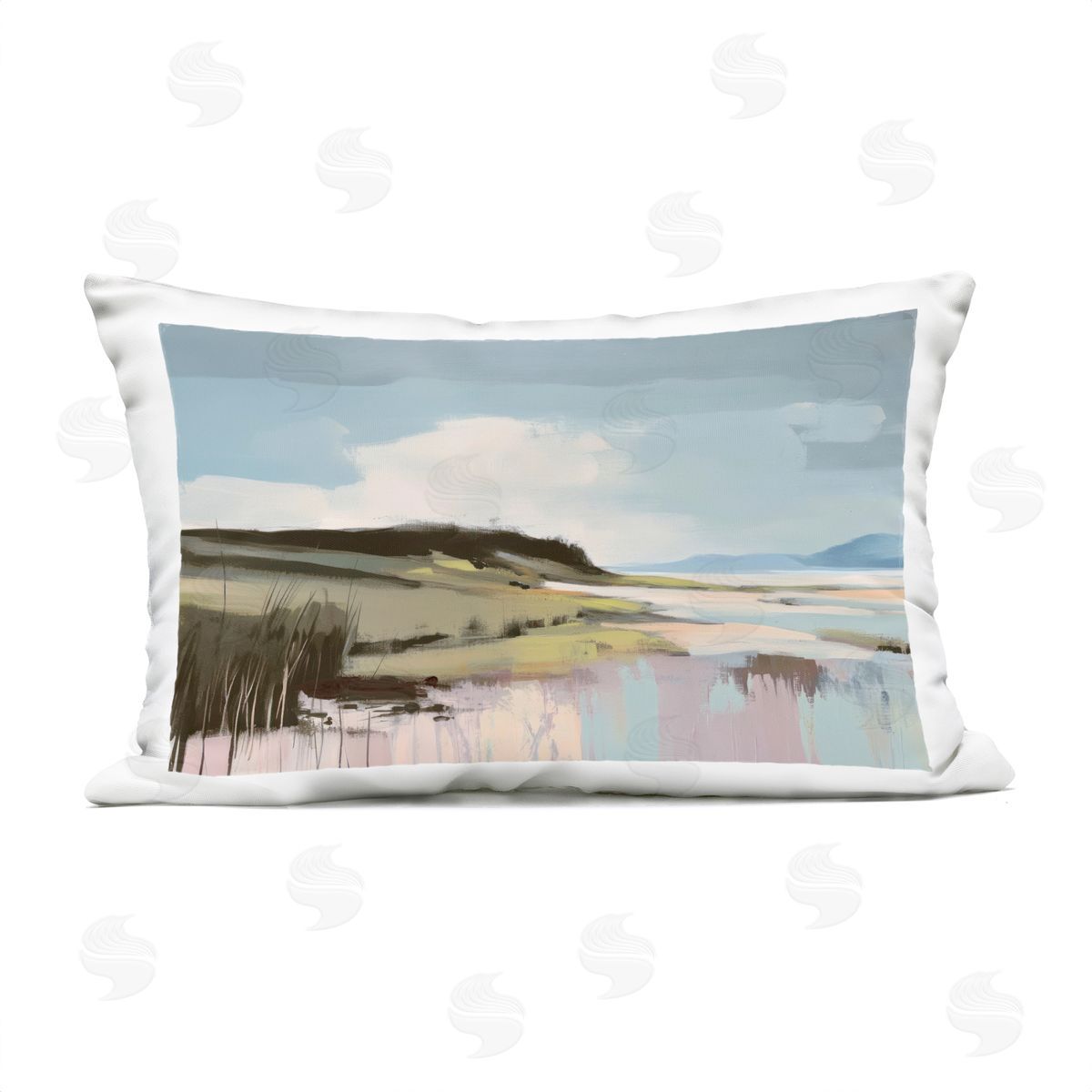 Elara Yasna Modern Verdant Waters Plush Polyester Art Print Pillow