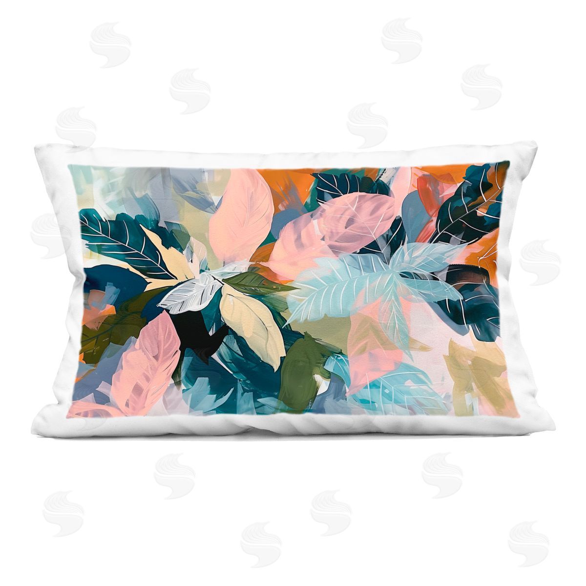 Elara Yasna Bright Tropical Oasis Leaves Plush Polyester Art Print Pillow