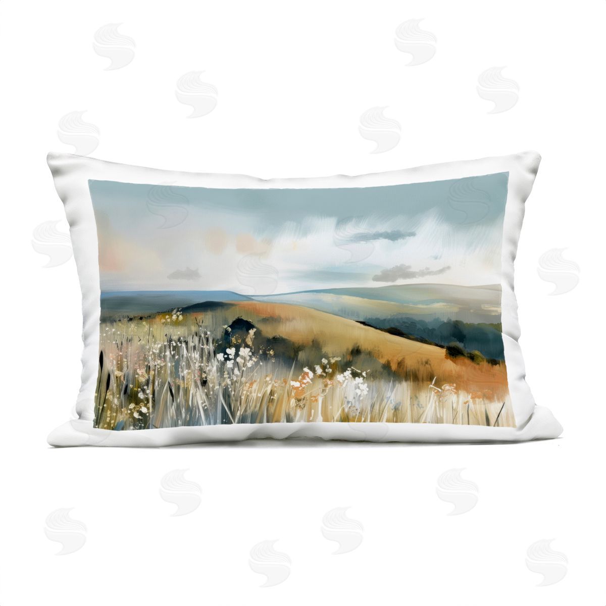 Elara Yasna Coastal Expressions Landscape Plush Polyester Art Print Pillow