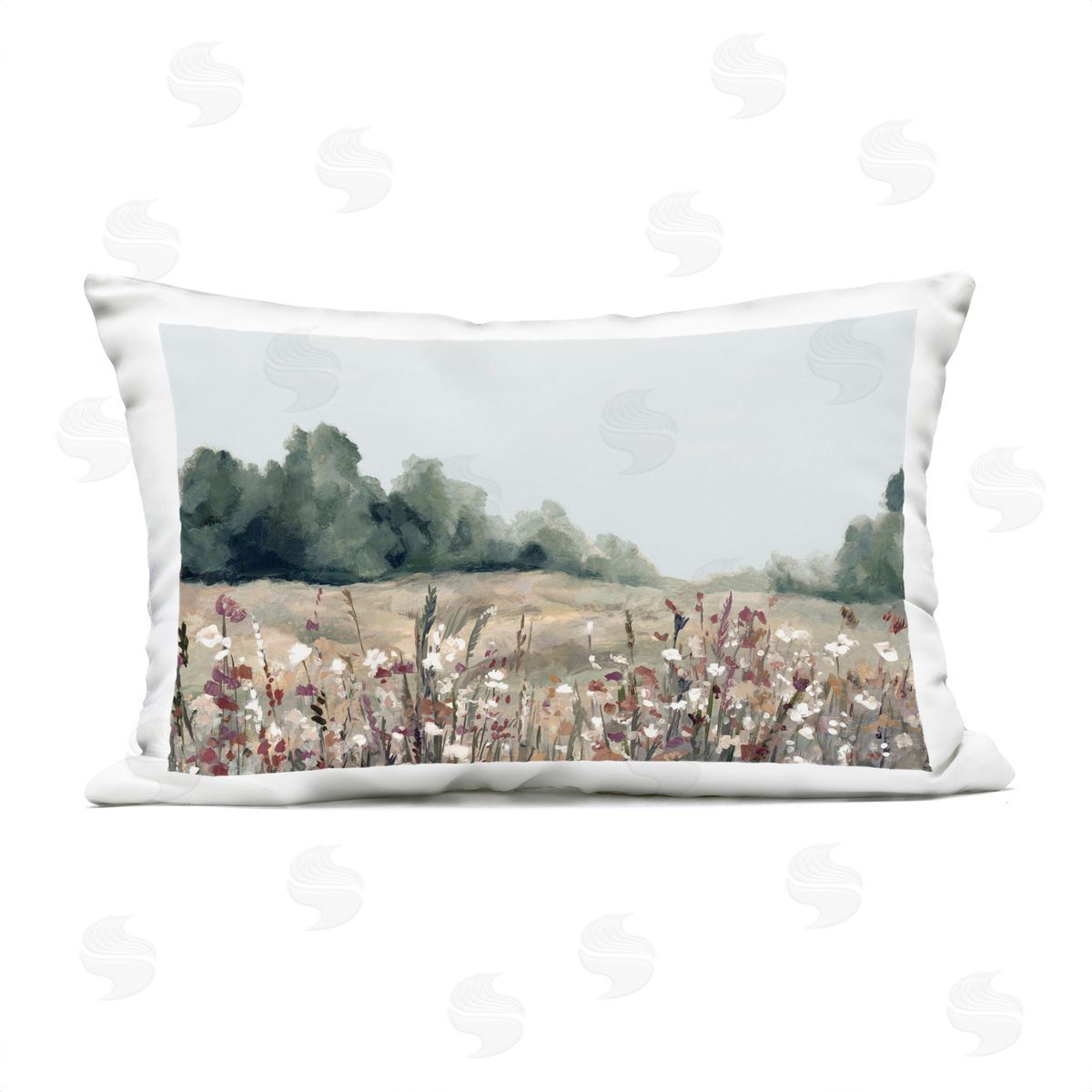 Hannah Dawson Muted Meadows Landscape Plush Polyester Art Print Pillow