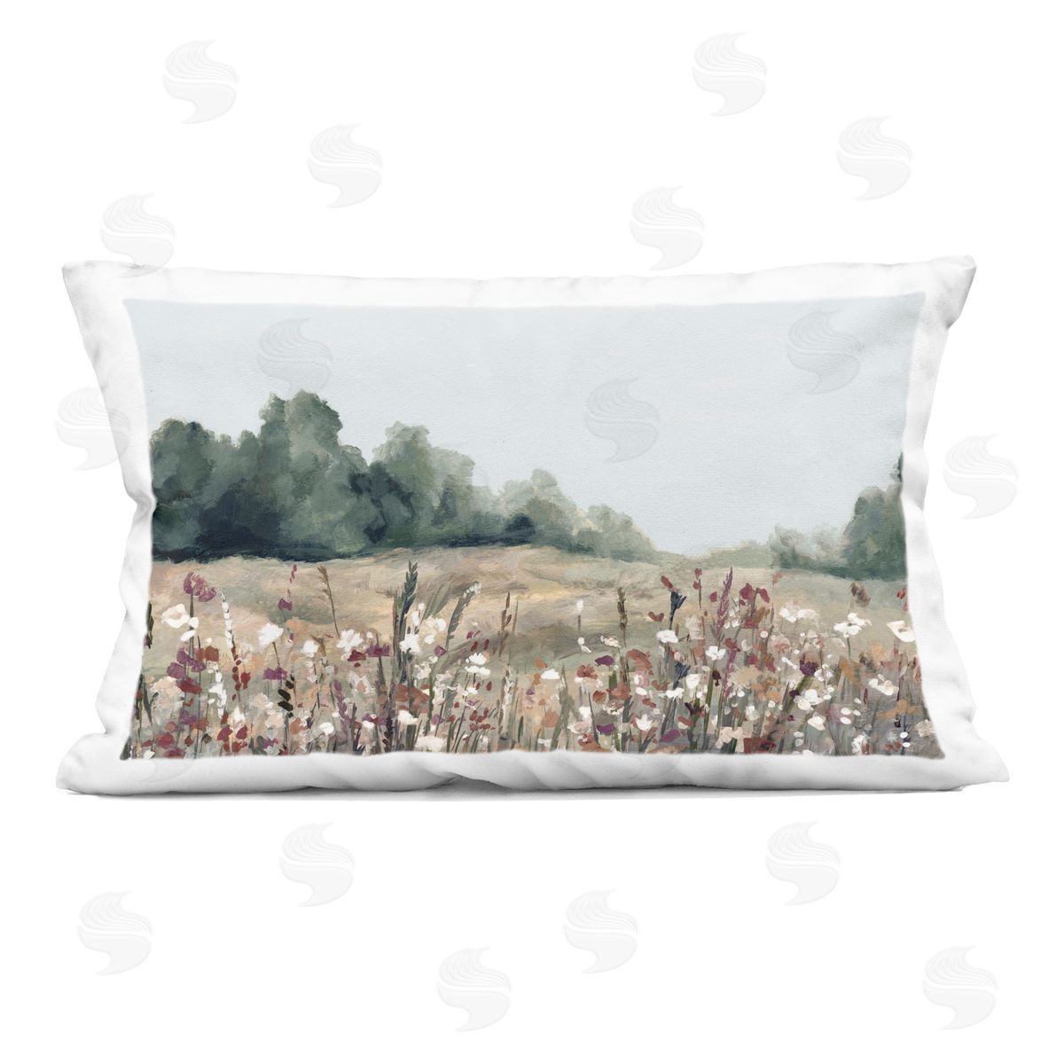 Hannah Dawson Muted Meadows Landscape Plush Polyester Art Print Pillow
