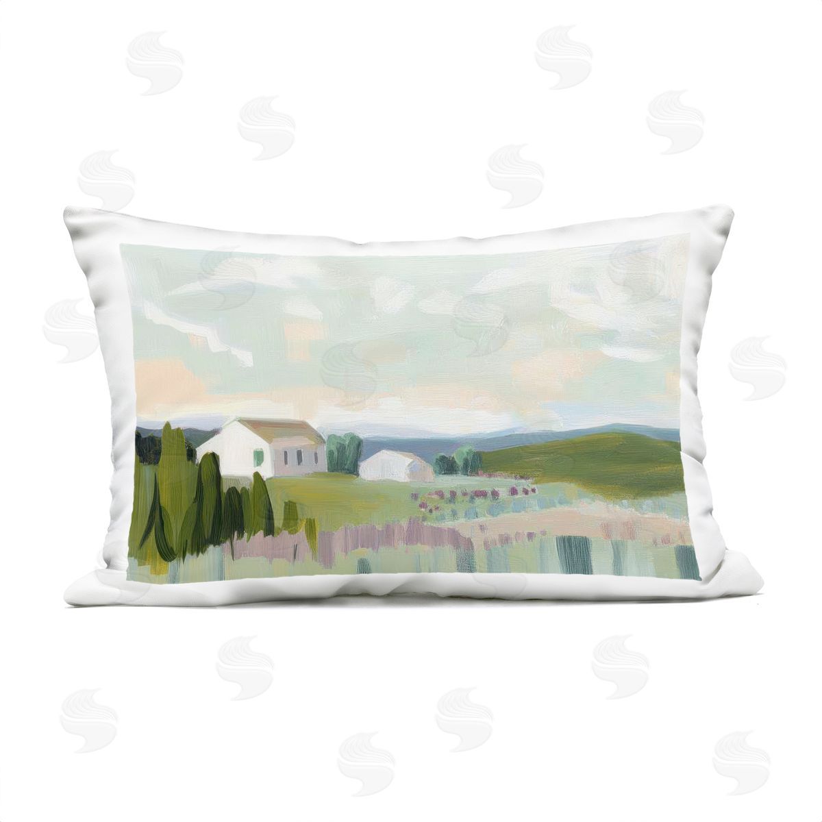 Elara Yasna Hillside Haven Cottage Plush Polyester Art Print Pillow