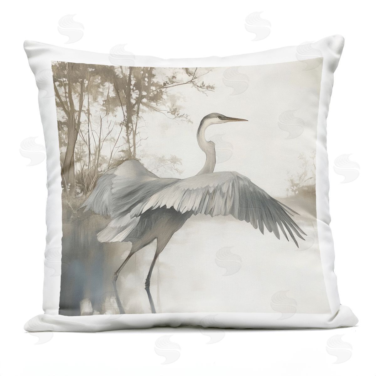 Mona Grace Feathers On Water Plush Polyester Art Print Pillow