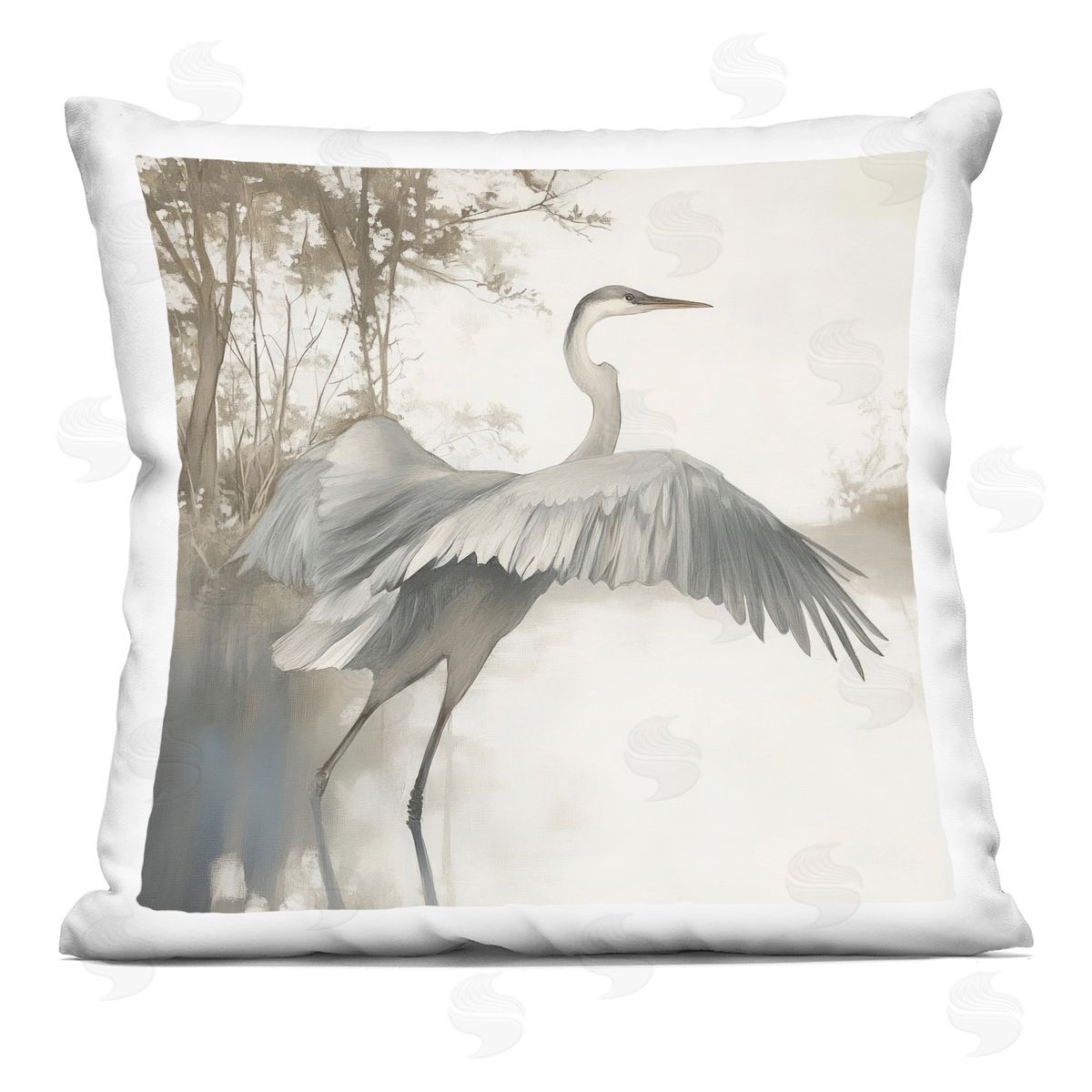 Mona Grace Feathers On Water Plush Polyester Art Print Pillow