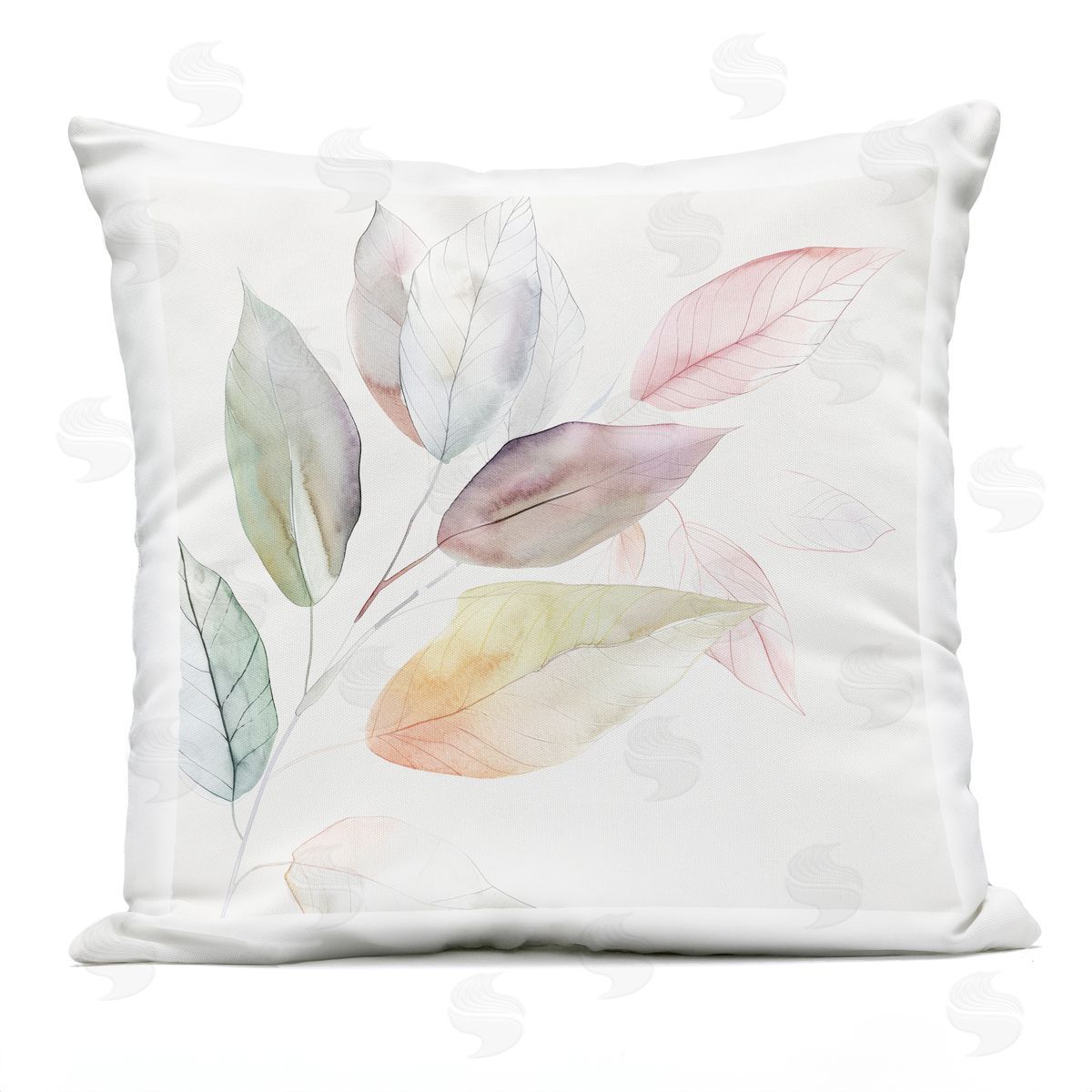 Raymond Powers Light Pastel Leaves Plush Polyester Art Print Pillow