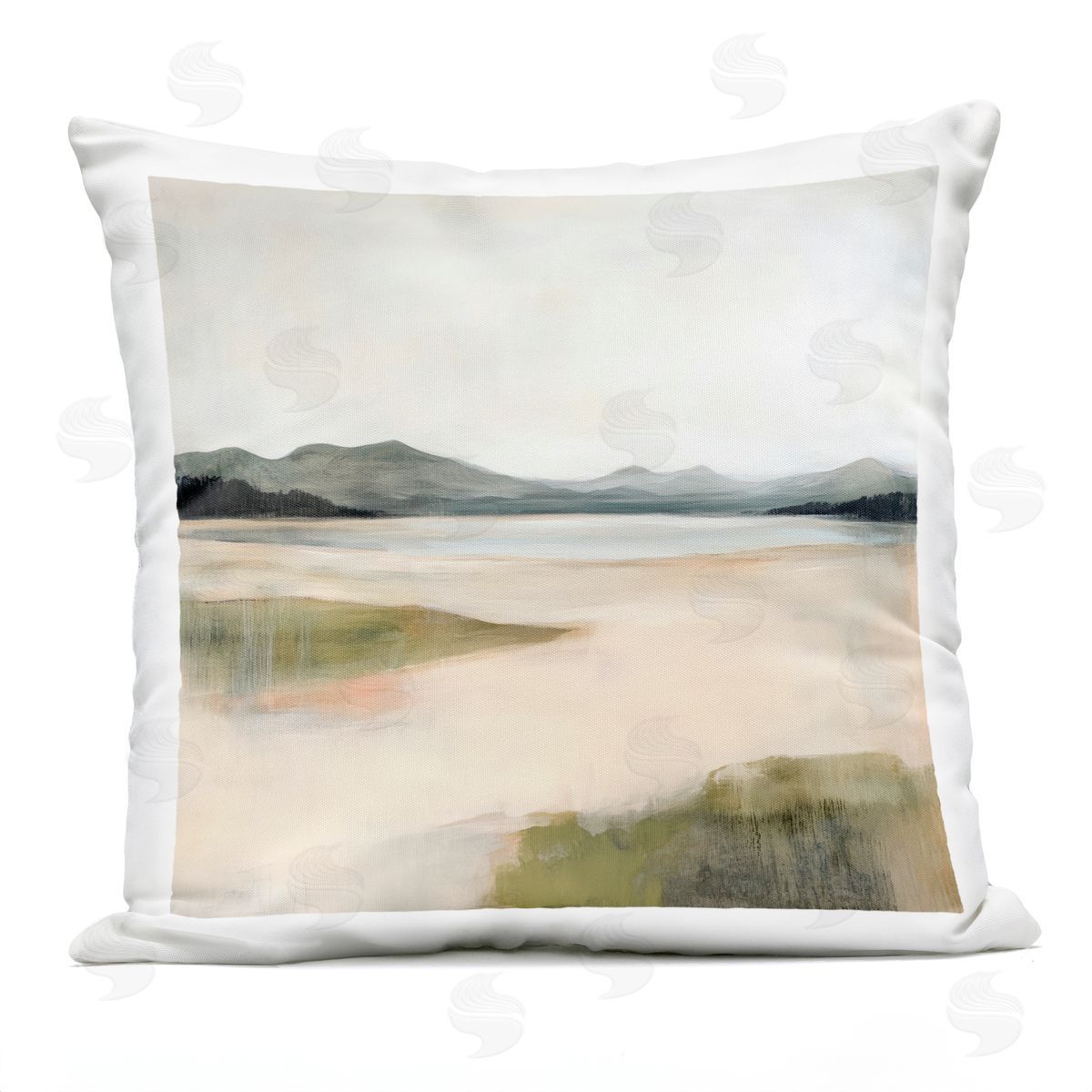 Raymond Powers High Mountain Lake Plush Polyester Art Print Pillow