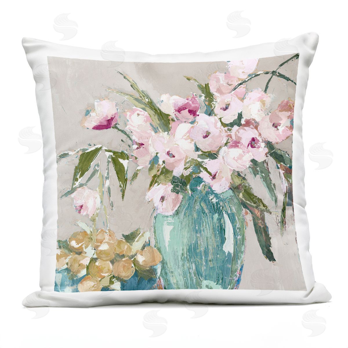 Susan Pepe Fruit And Flowers Arrangement Plush Polyester Art Print Pillow