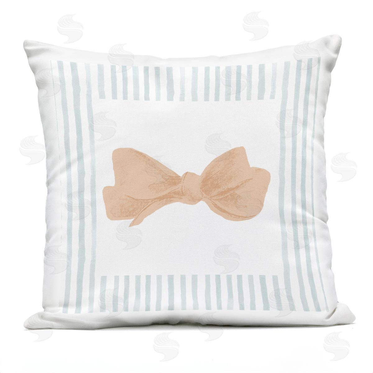 PATRICIA PINTO Pastel Bow in Striped Border Plush Polyester Art Print Pillow