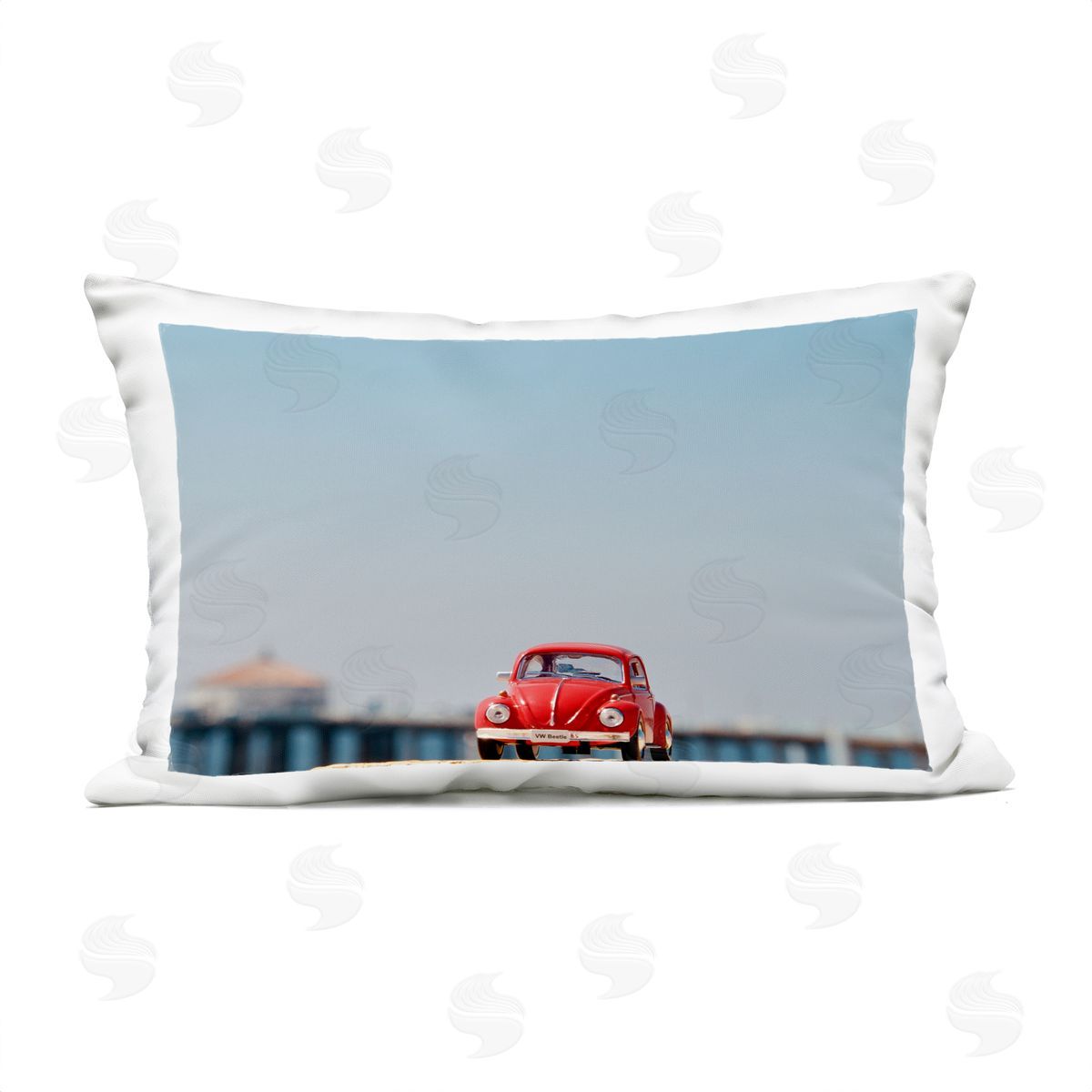 Ashley Singleton Red Vintage Car Adventure Plush Polyester Art Print Pillow