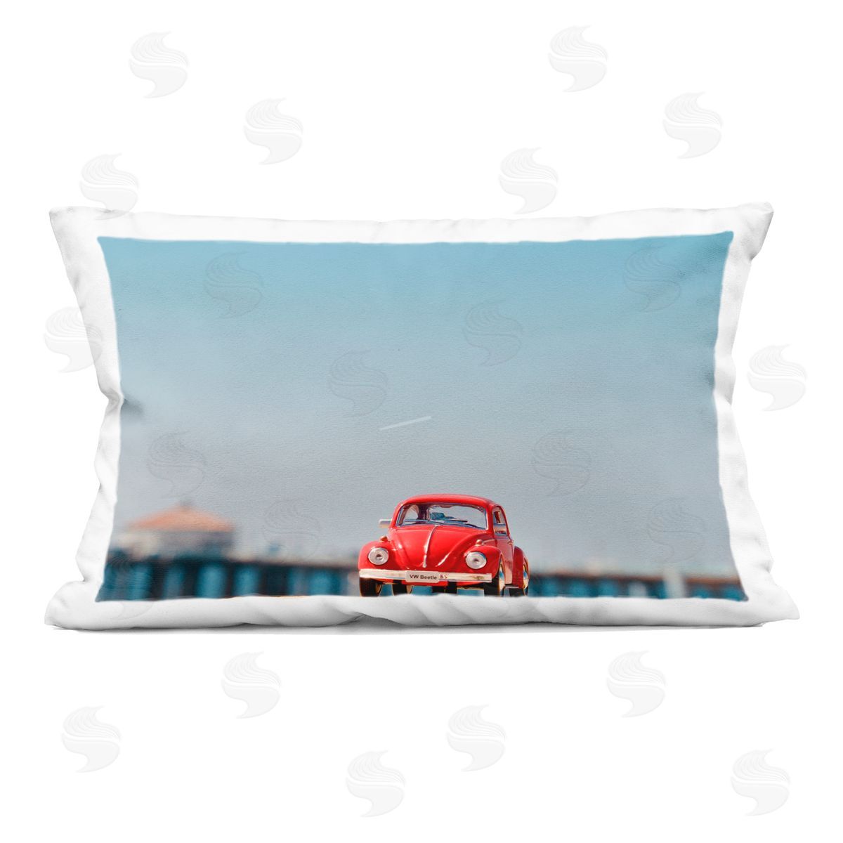 Ashley Singleton Red Vintage Car Adventure Plush Polyester Art Print Pillow