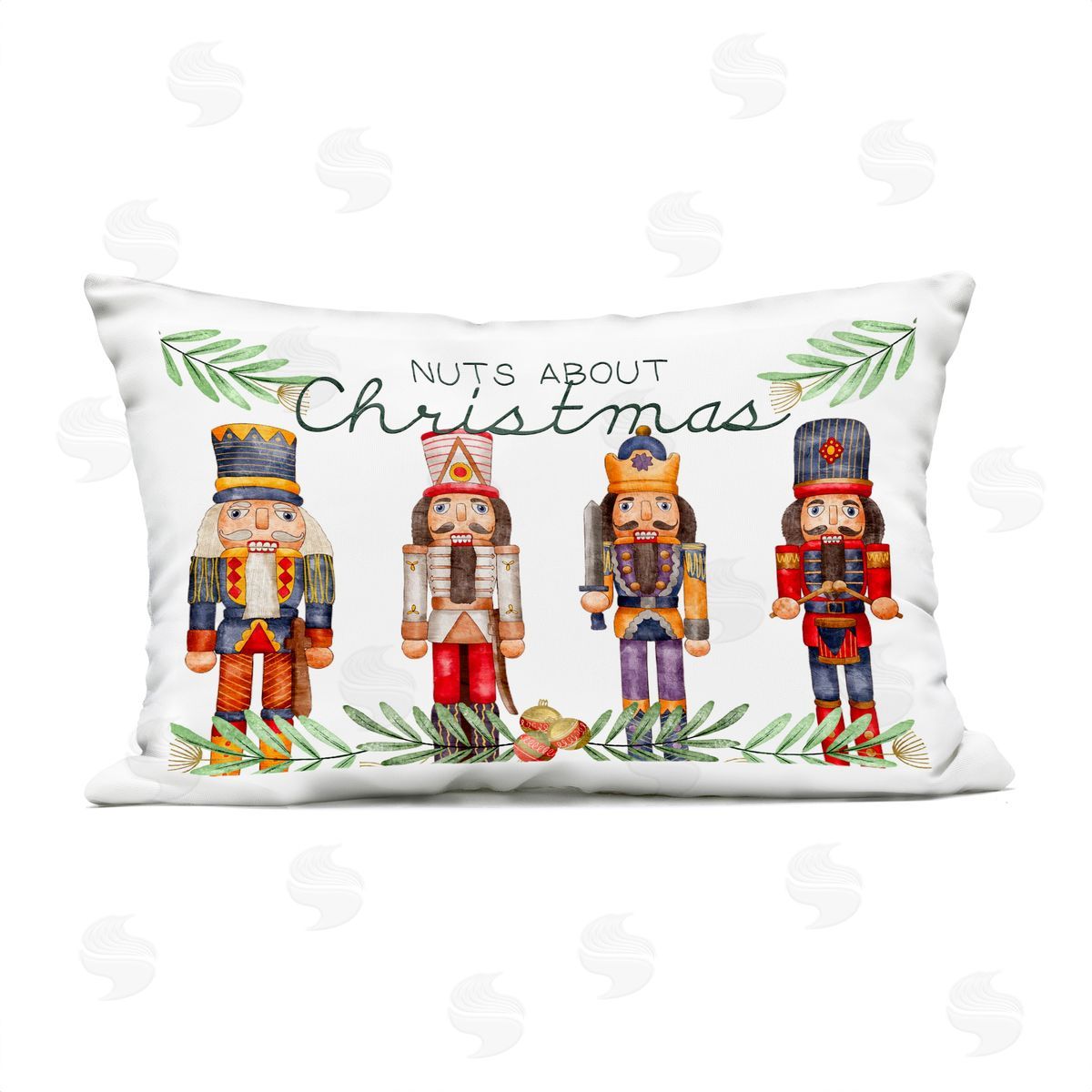 Kim Allen Nuts About Christmas Nutcrackers Plush Polyester Art Print Pillow