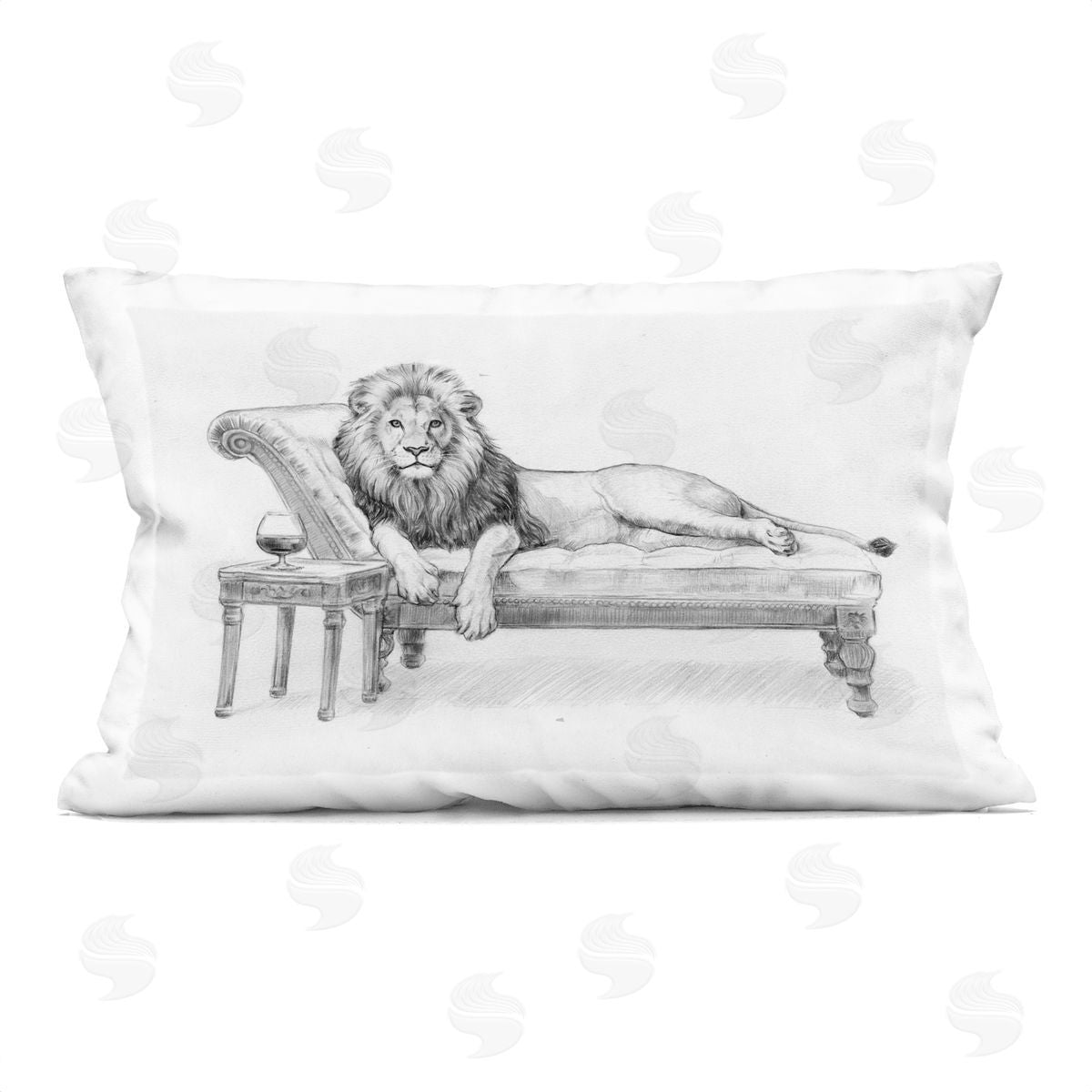 Victoria Barnes Lounging Beast Lion Plush Polyester Art Print Pillow