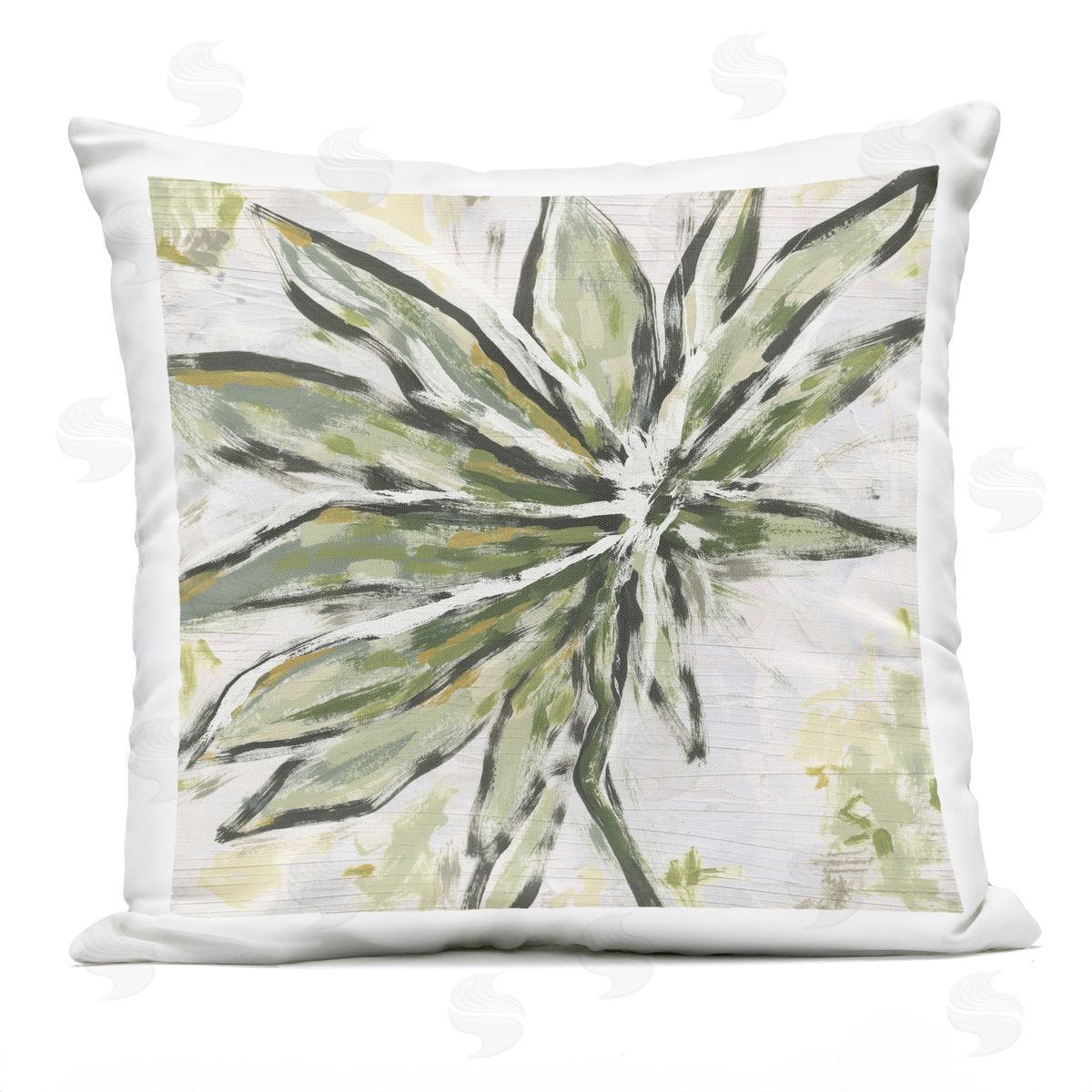 June Erica Vess Leafy Organic Palm Plush Polyester Art Print Pillow
