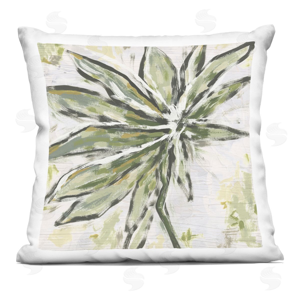 June Erica Vess Leafy Organic Palm Plush Polyester Art Print Pillow