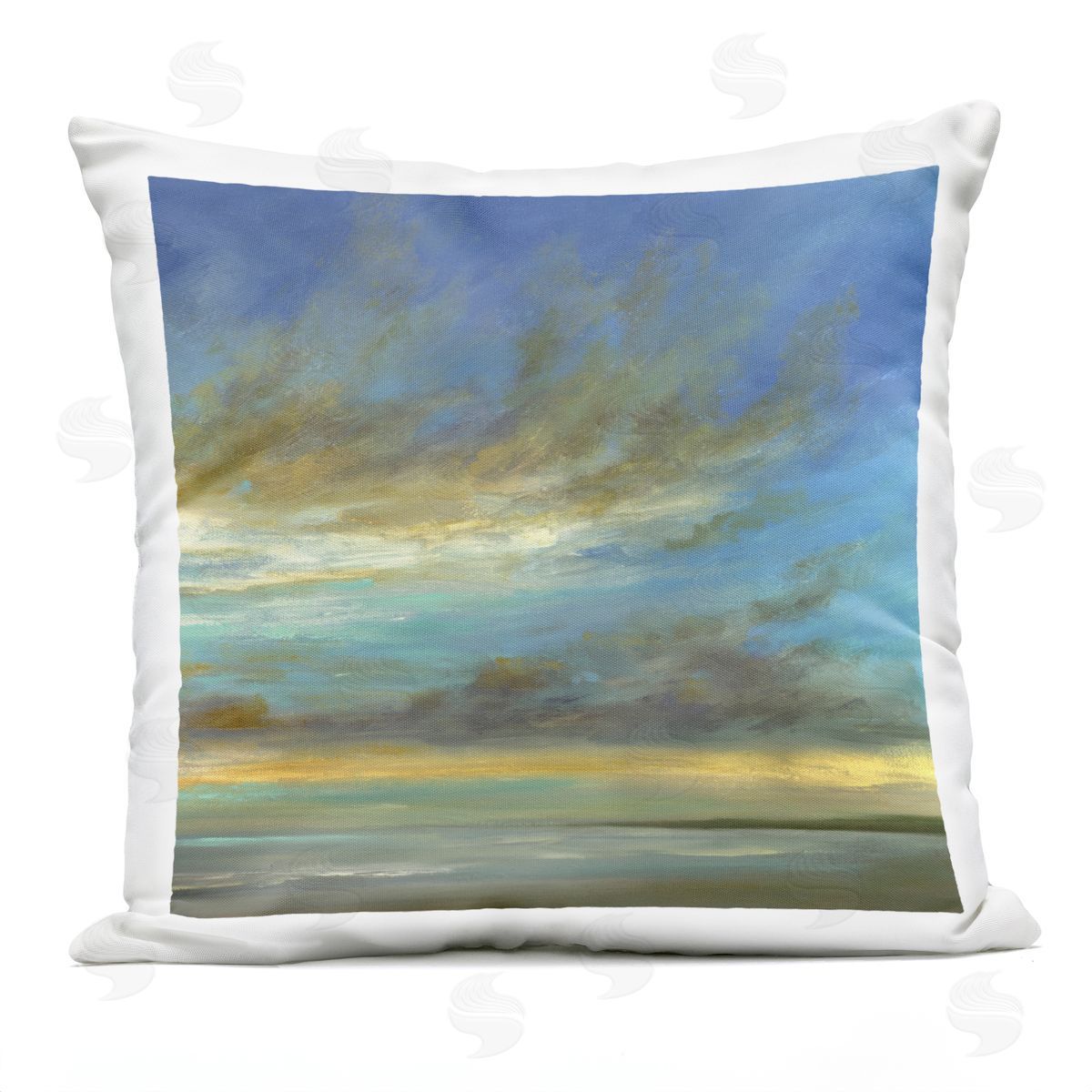 Sheila Finch Curved Sunlit Clouds Plush Polyester Art Print Pillow