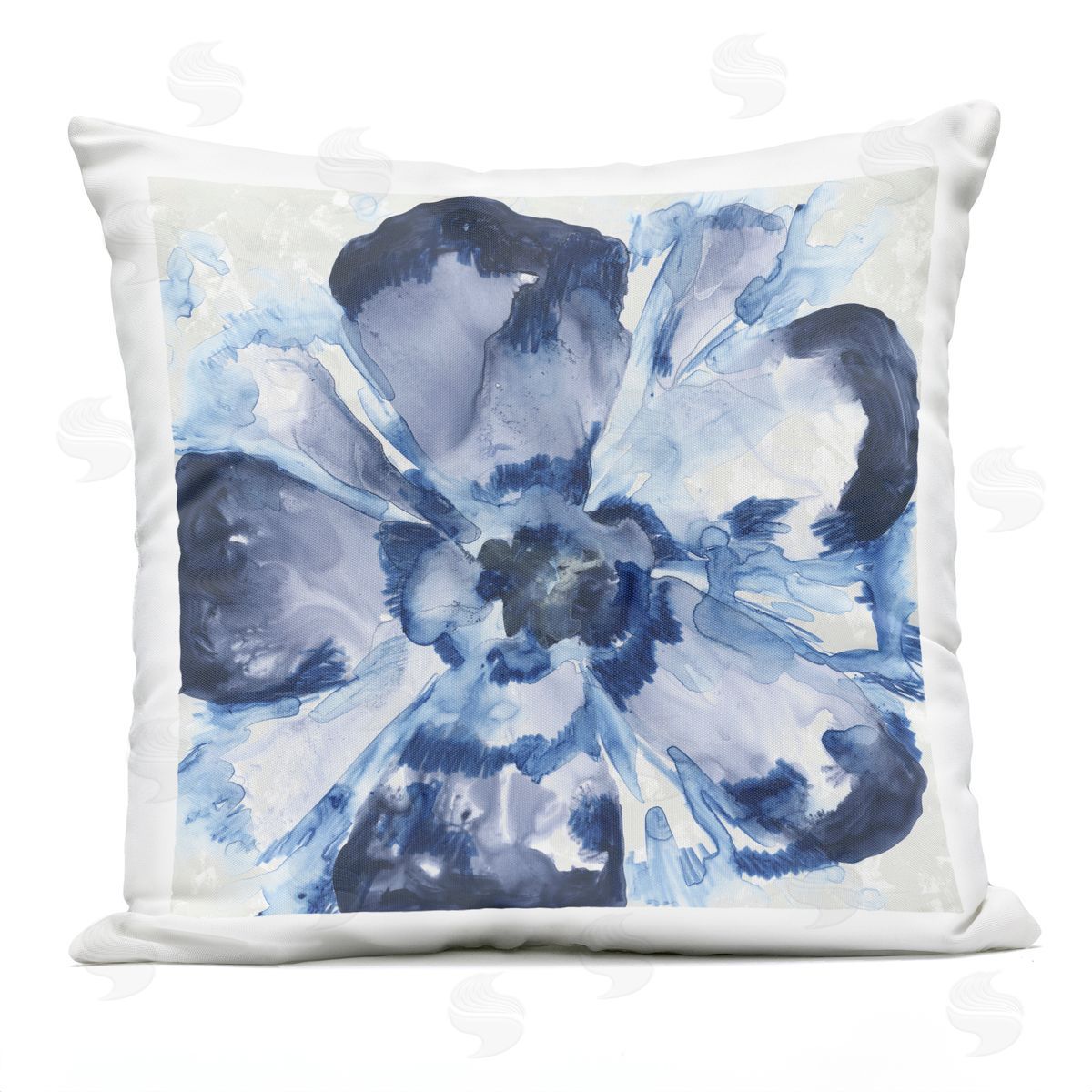 June Erica Vess Blue Glass Flower Plush Polyester Art Print Pillow