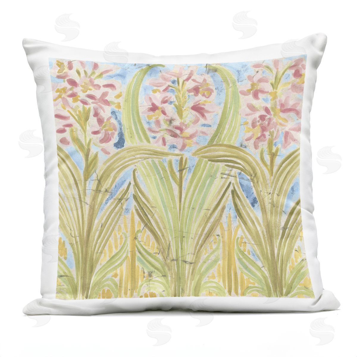 June Erica Vess Palau Tile Florals Plush Polyester Art Print Pillow