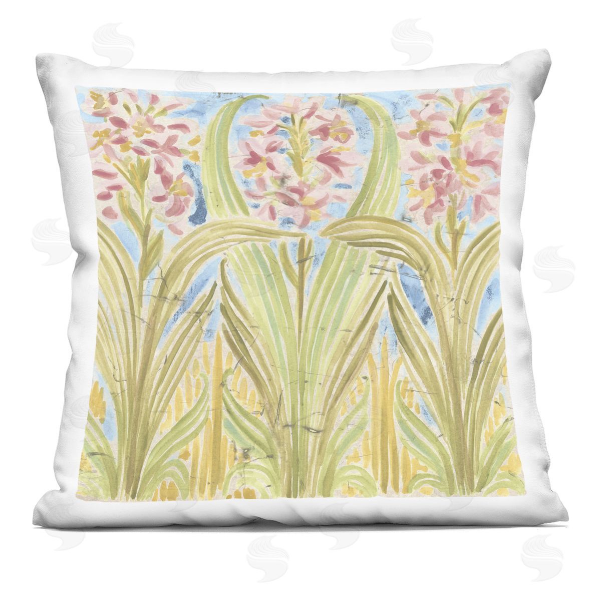 June Erica Vess Palau Tile Florals Plush Polyester Art Print Pillow