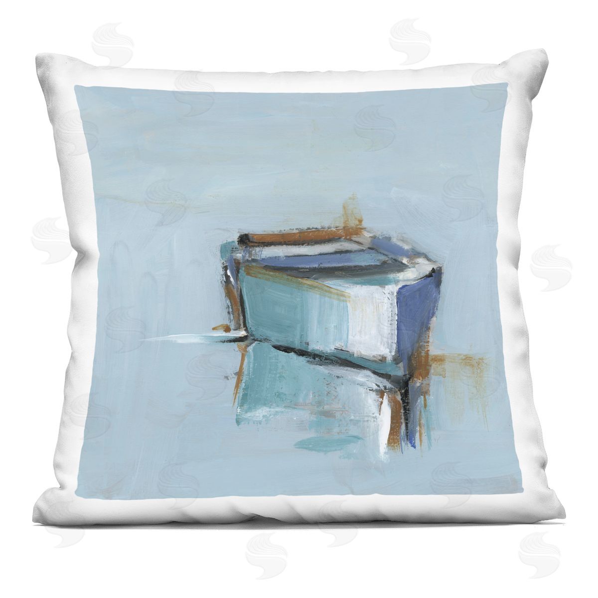 Ethan Harper Calm Water Reflection Boat Plush Polyester Art Print Pillow