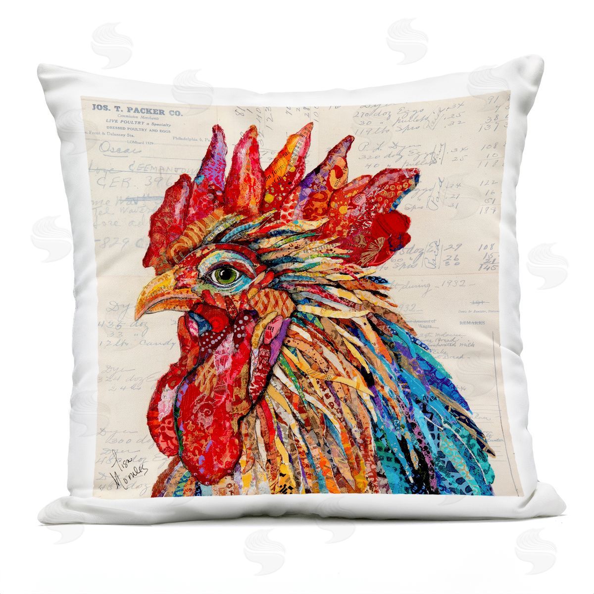 Lisa Morales Bold Patterned Rooster Plush Polyester Art Print Pillow