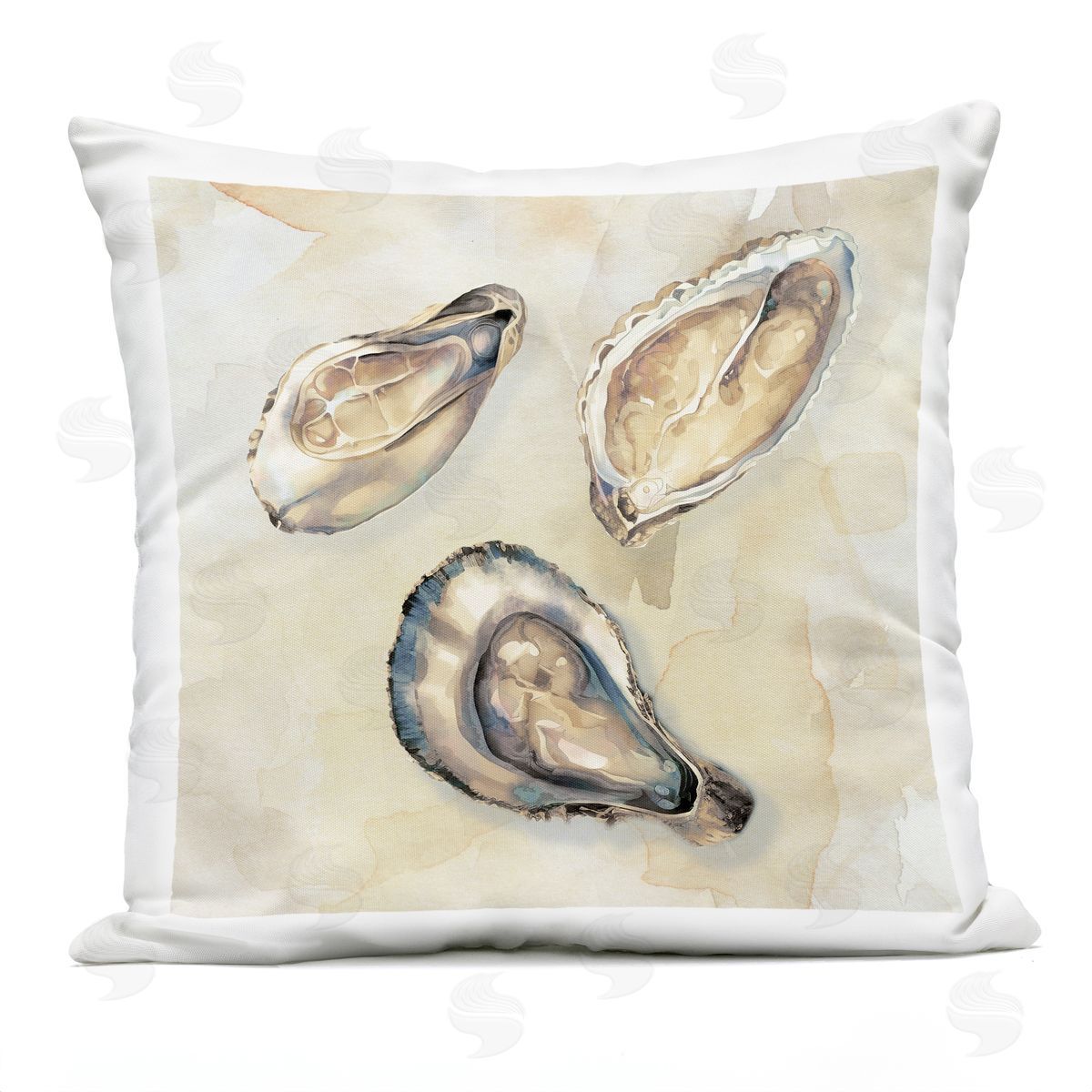 CAD Designs Oyster Trio on Beige Outdoor Printed Pillow