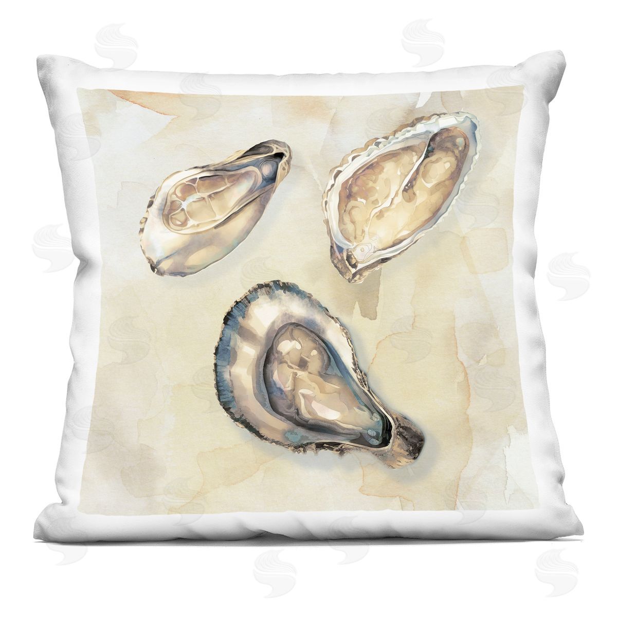 CAD Designs Oyster Trio on Beige Indoor Printed Pillow Art