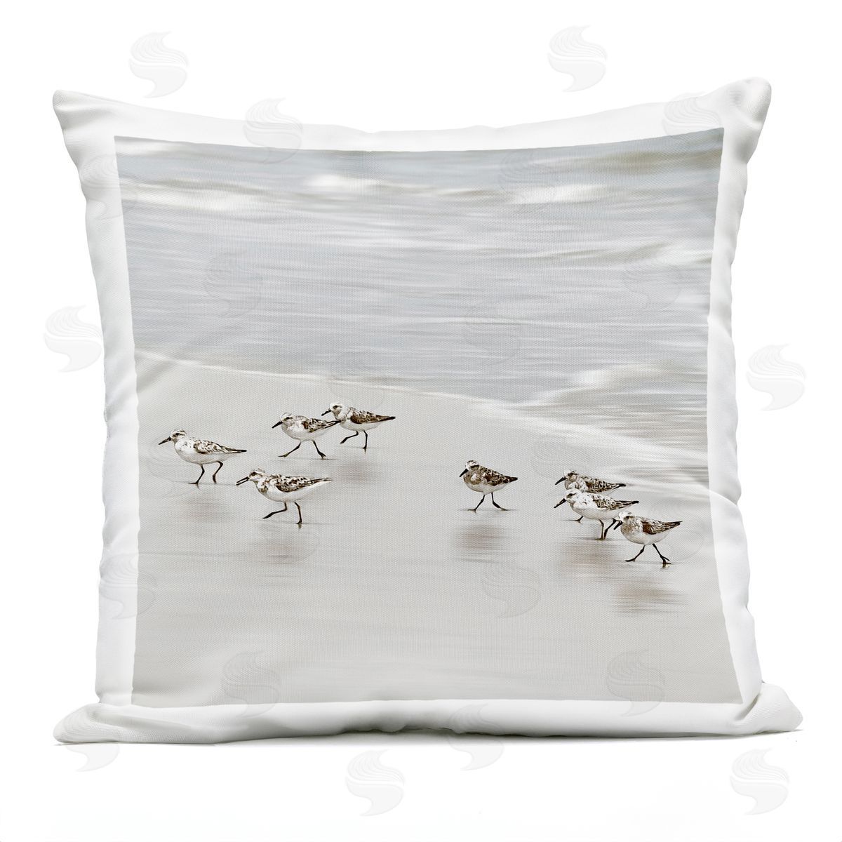 Natalie Carpentieri Beach Birds Scurrying Plush Polyester Art Print Pillow