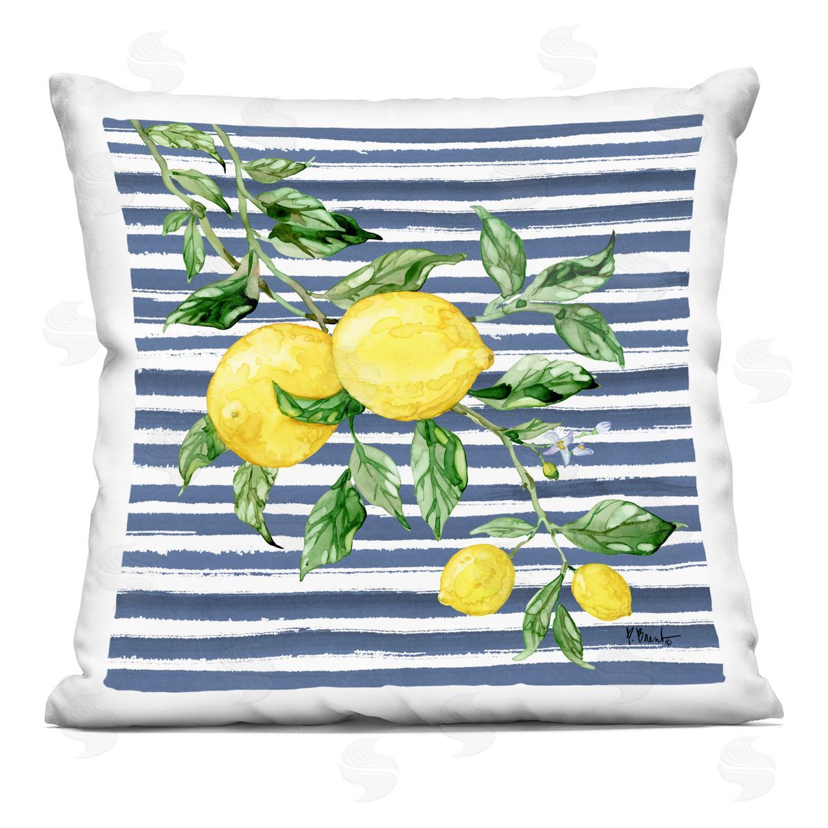 Paul Brent Juicy Lemon Vine Plush Polyester Art Print Pillow
