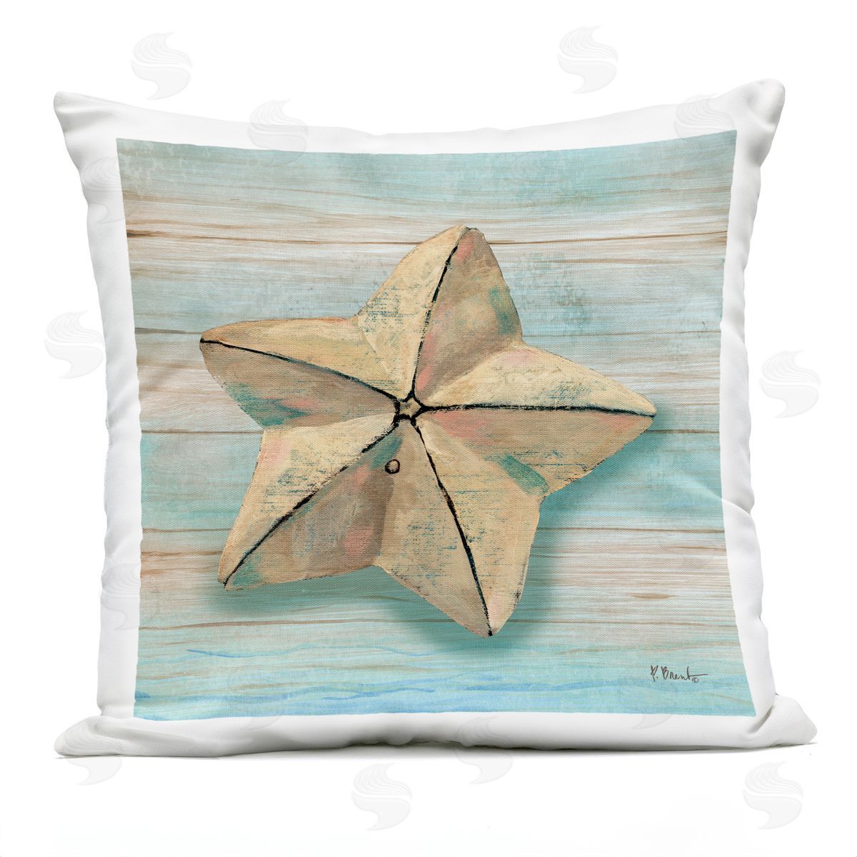 Paul Brent Rustic Coast Teak Plush Polyester Art Print Pillow