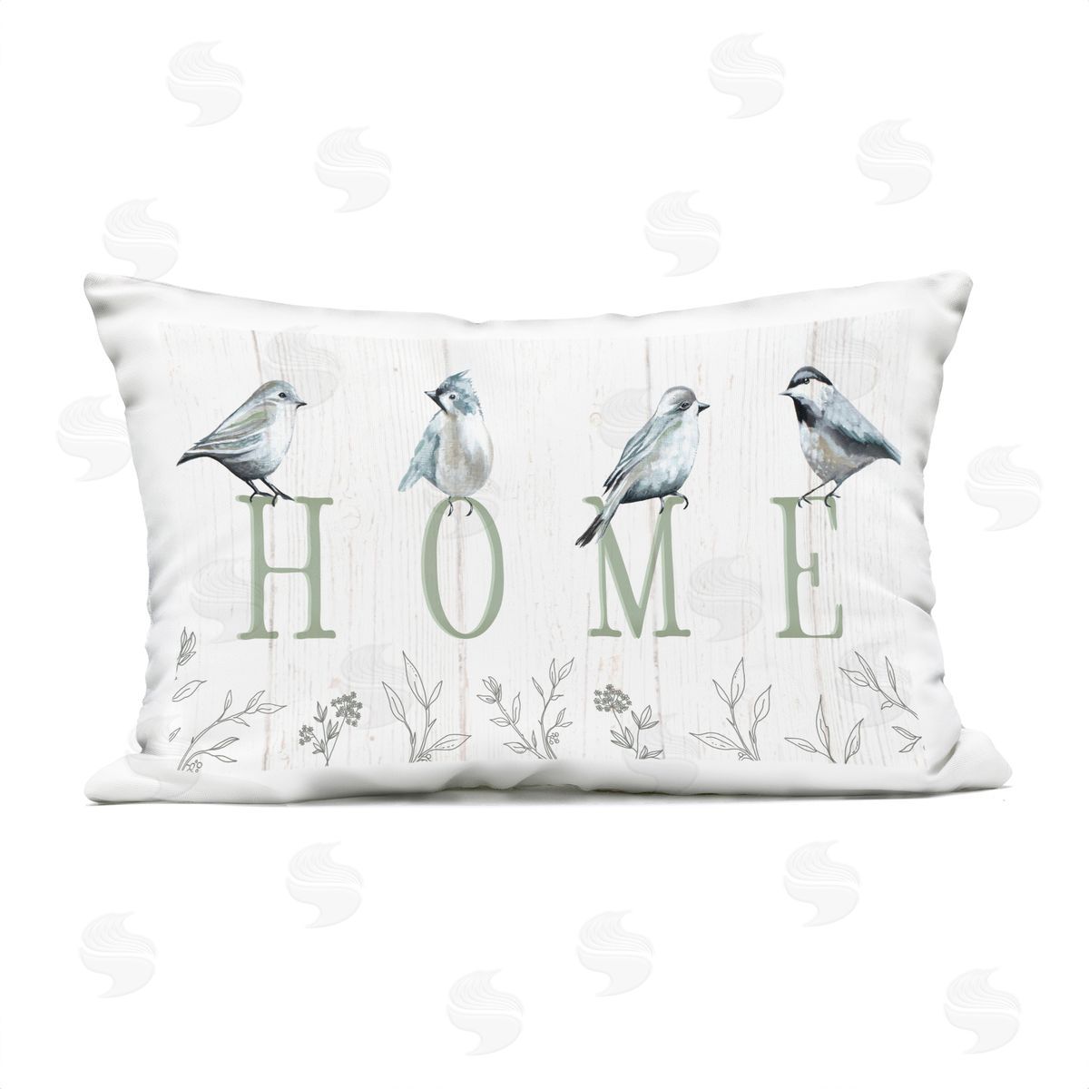 Elizabeth Tyndall Birds Perched Home Letters Plush Polyester Art Print Pillow