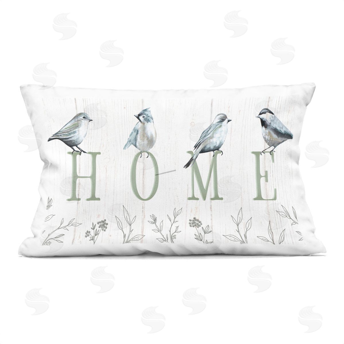 Elizabeth Tyndall Birds Perched Home Letters Plush Polyester Art Print Pillow