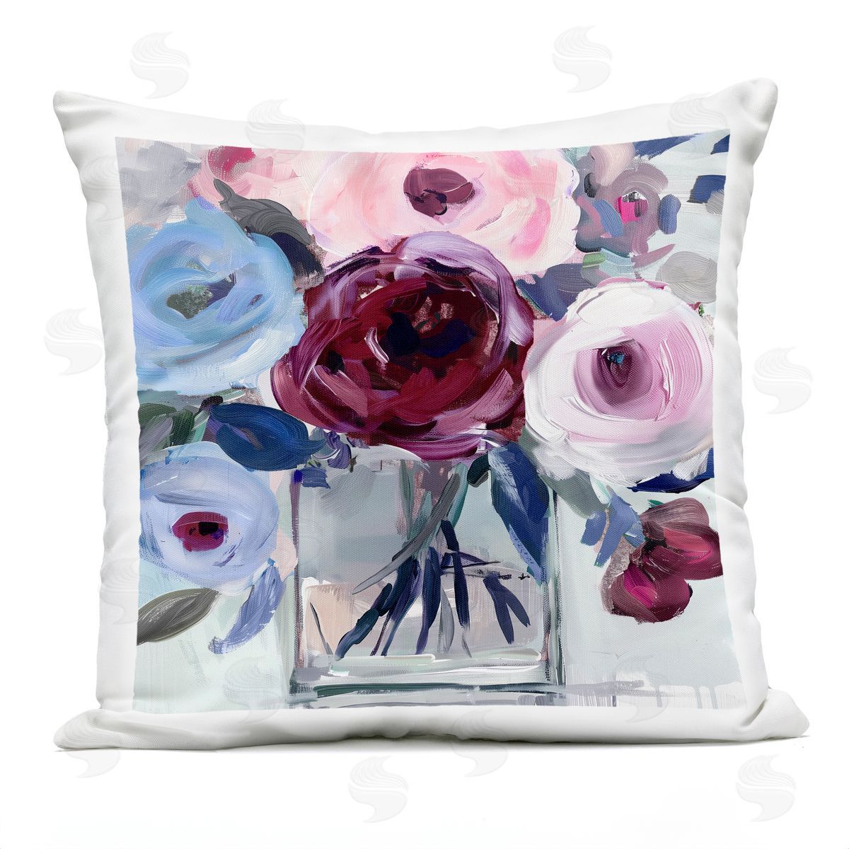 Annabelle Hall Wine & Wedgewood Bouquet Plush Polyester Art Print Pillow